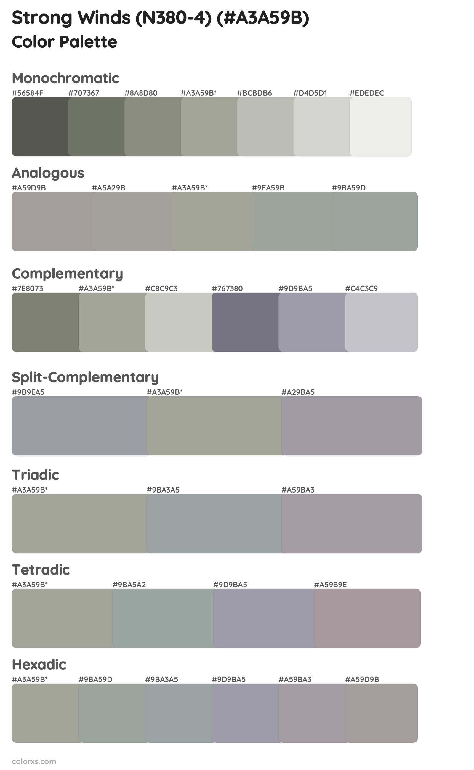 Strong Winds (N380-4) Color Scheme Palettes