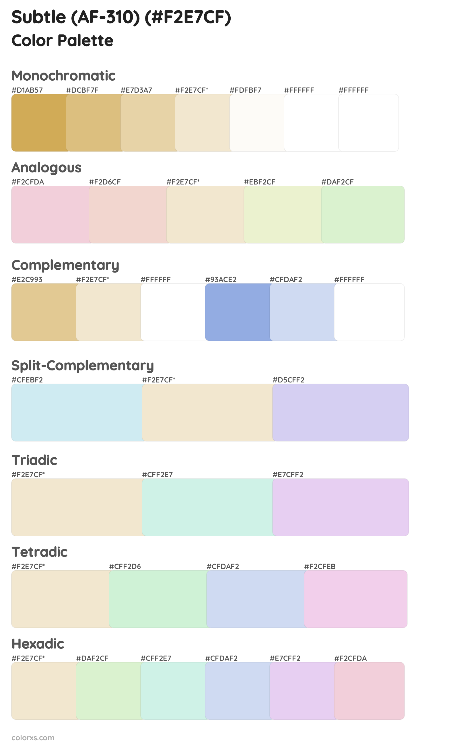 Subtle (AF-310) Color Scheme Palettes