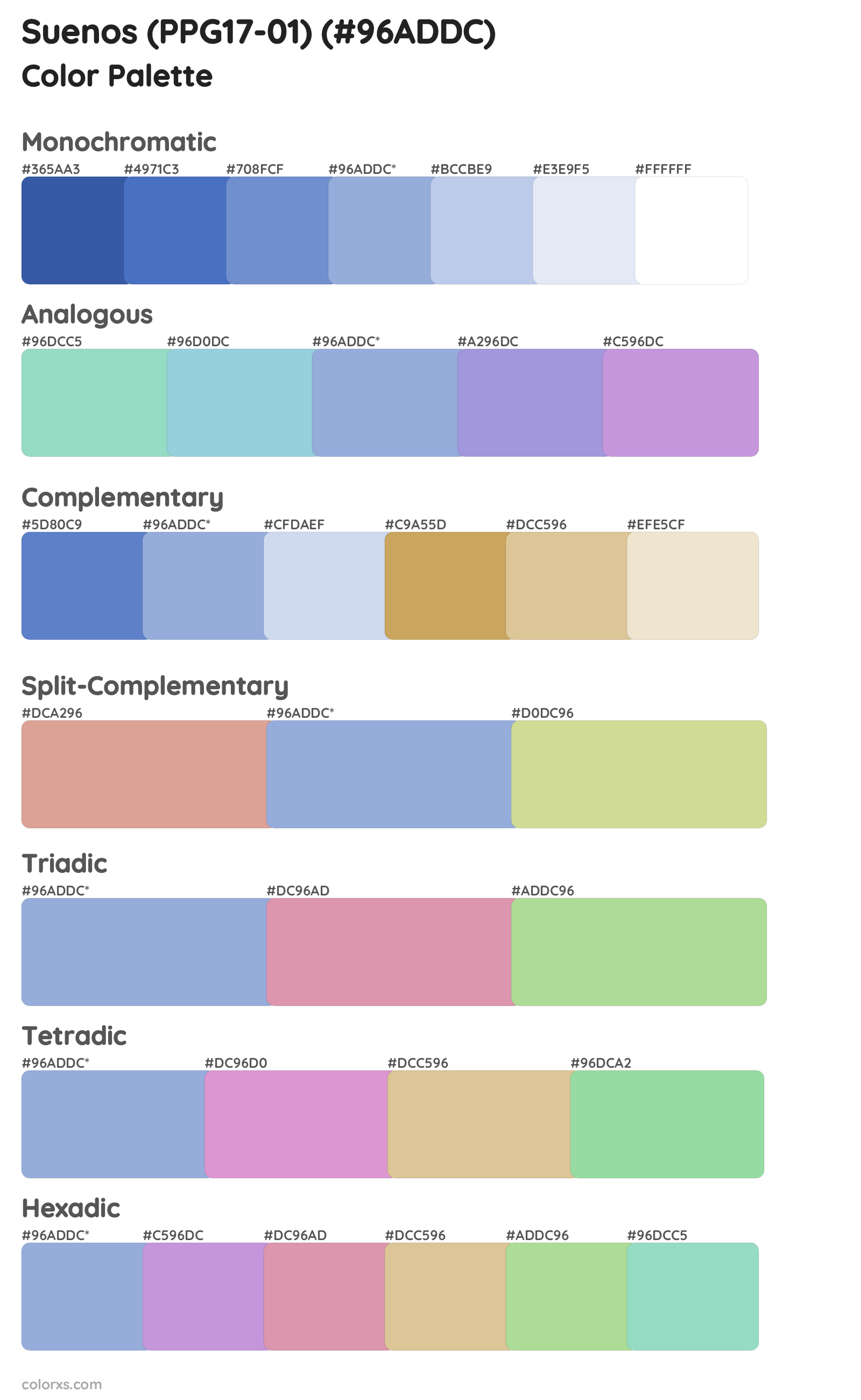 Suenos (PPG17-01) Color Scheme Palettes