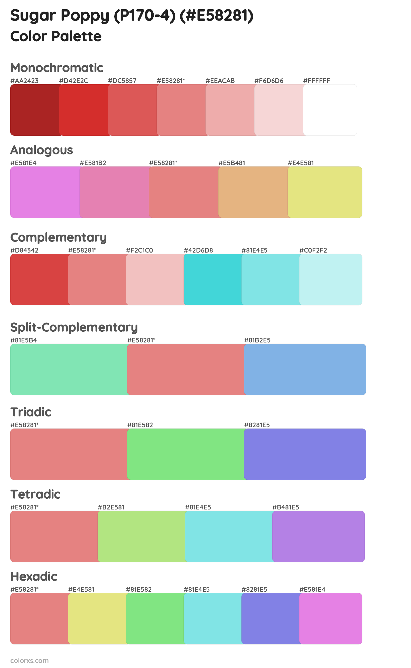 Sugar Poppy (P170-4) Color Scheme Palettes