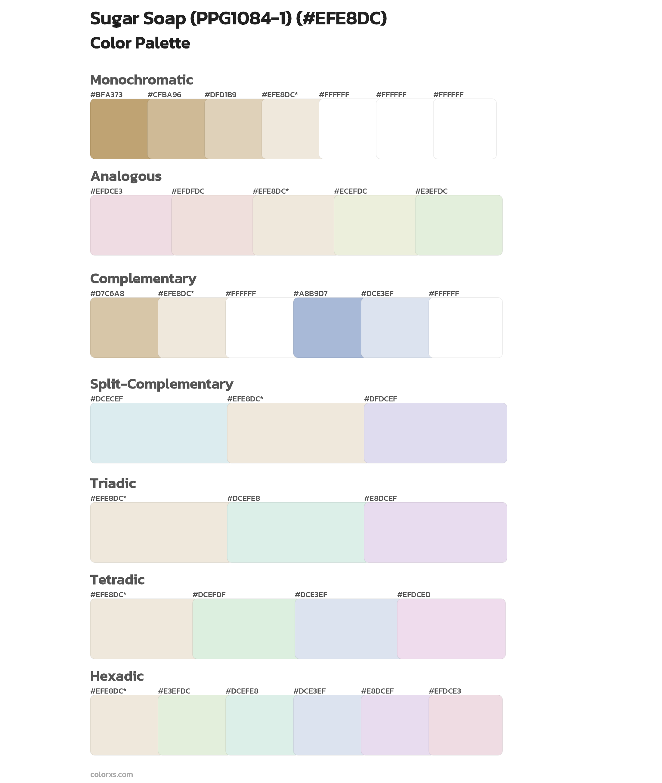 Sugar Soap (PPG1084-1) Color Scheme Palettes