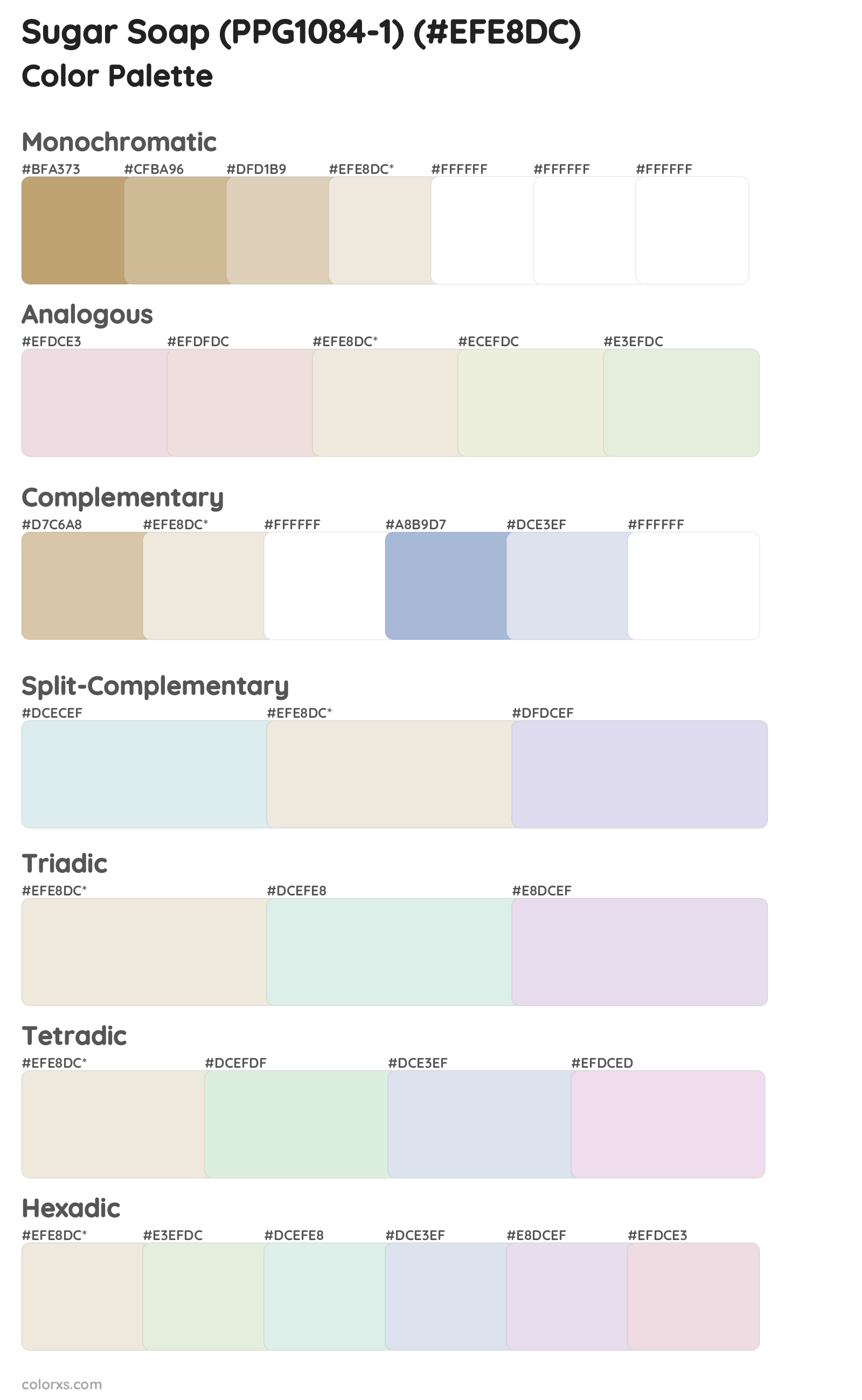 Sugar Soap (PPG1084-1) Color Scheme Palettes