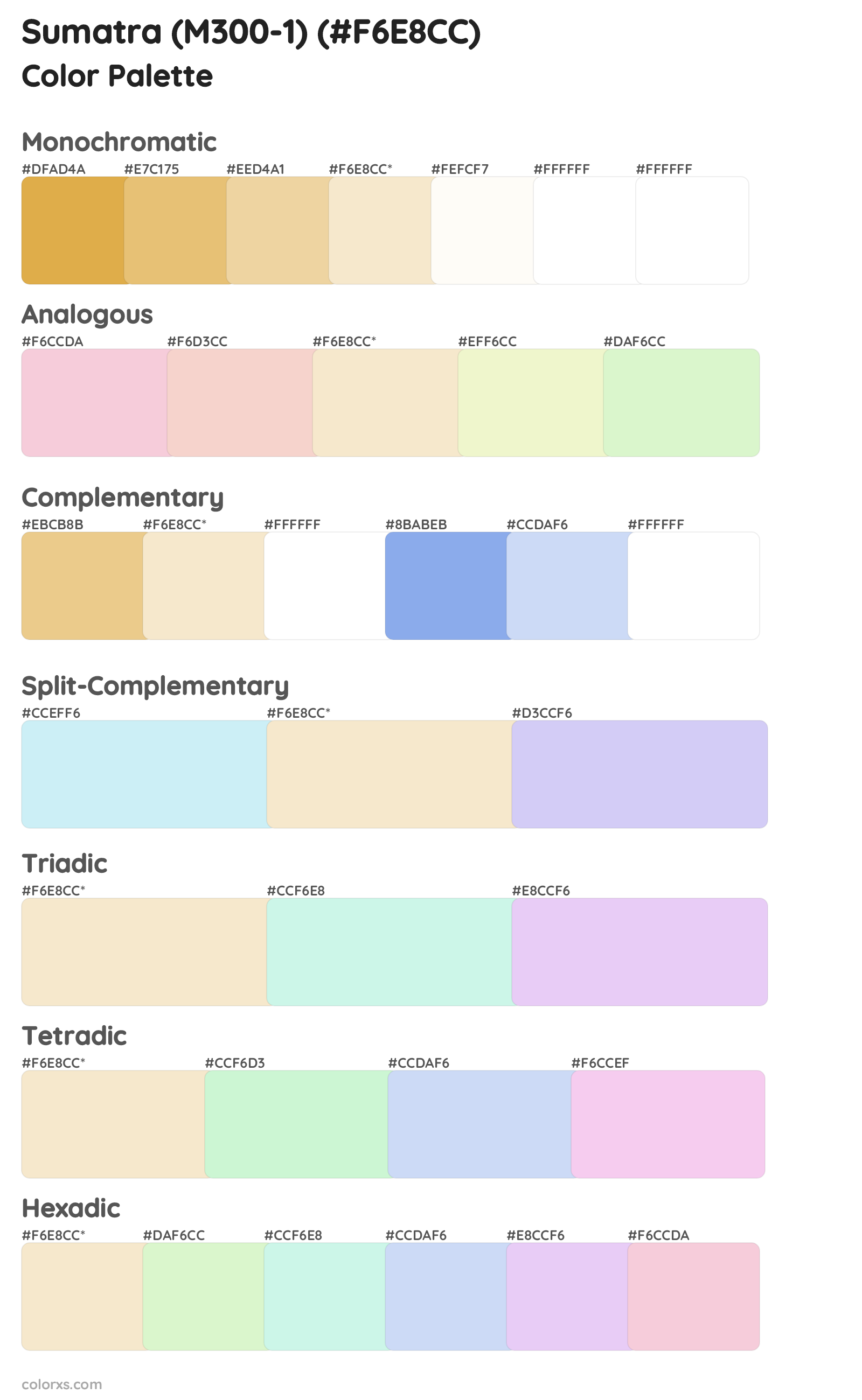 Sumatra (M300-1) Color Scheme Palettes