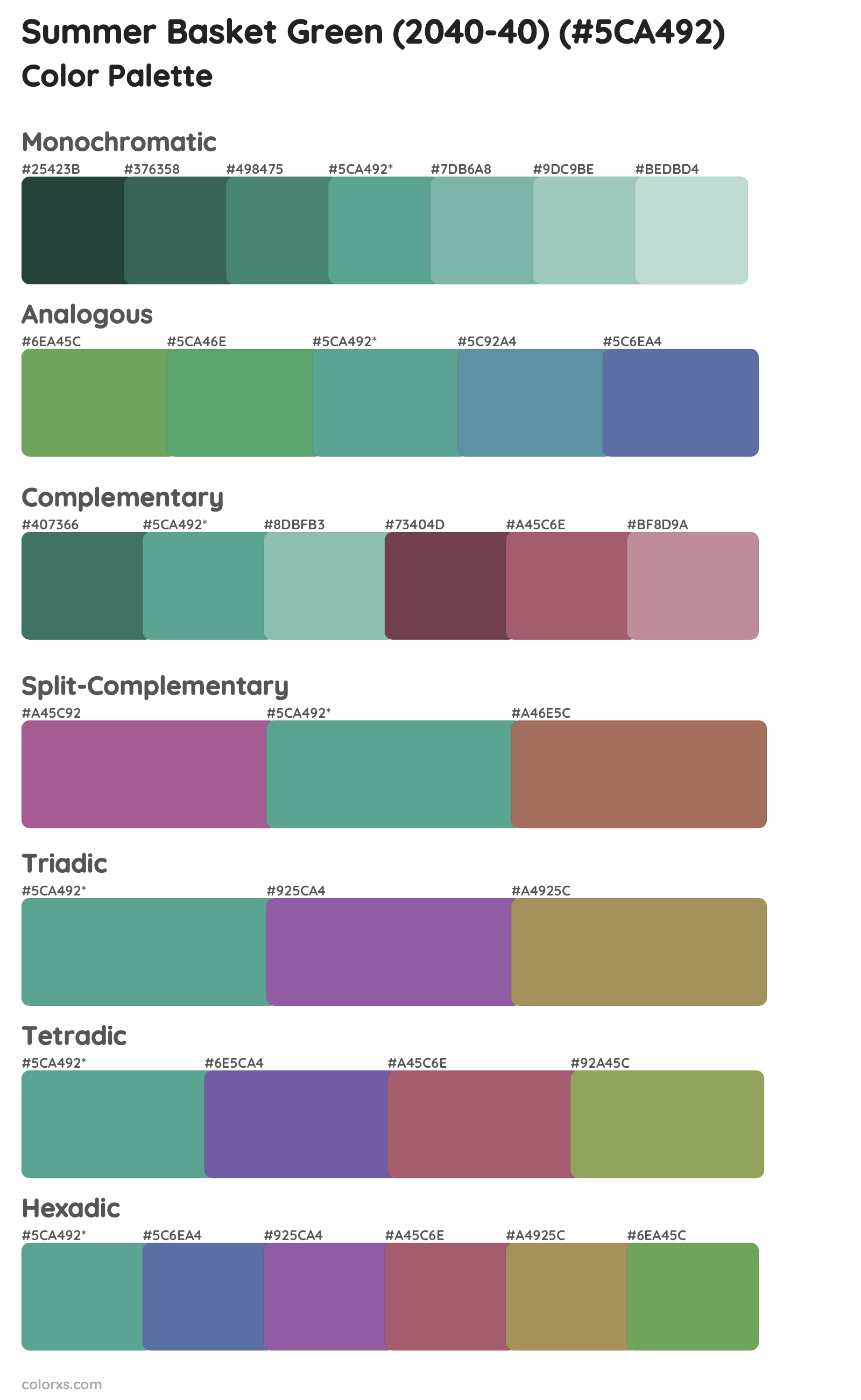 Summer Basket Green (2040-40) Color Scheme Palettes