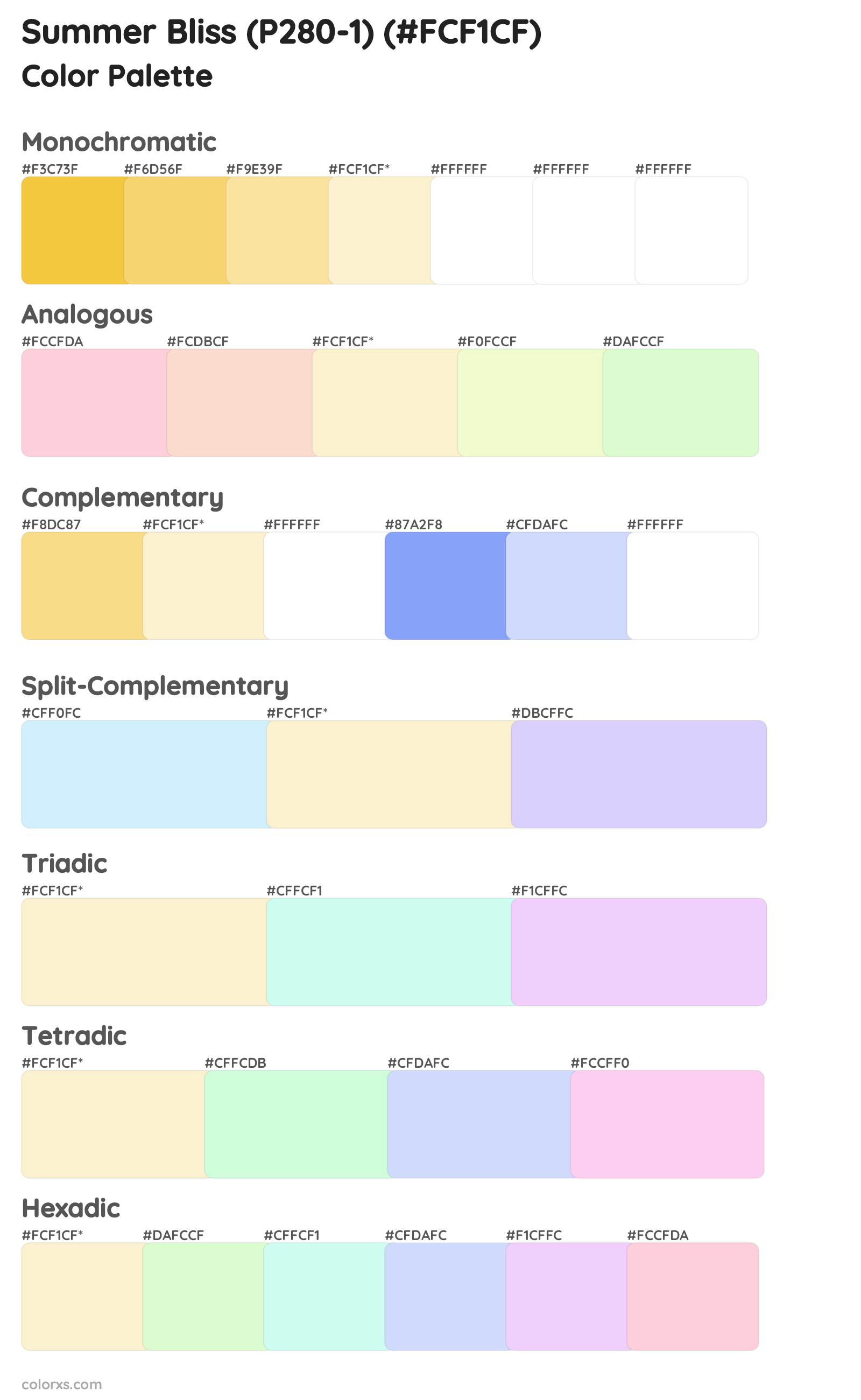 Summer Bliss (P280-1) Color Scheme Palettes