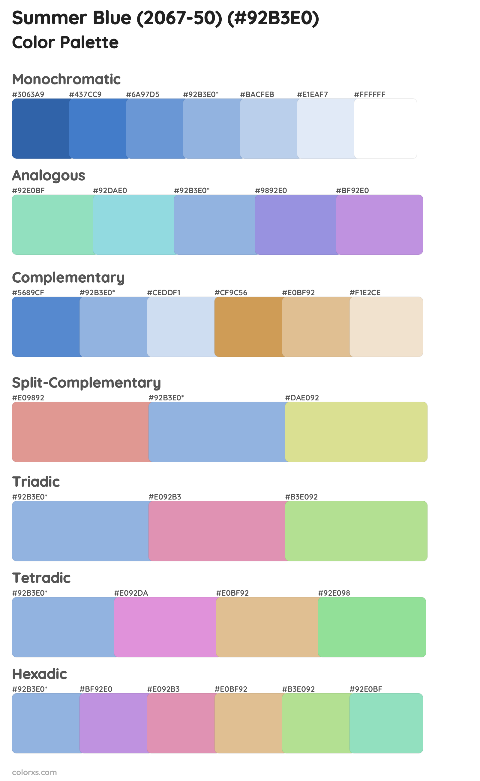 Summer Blue (2067-50) Color Scheme Palettes