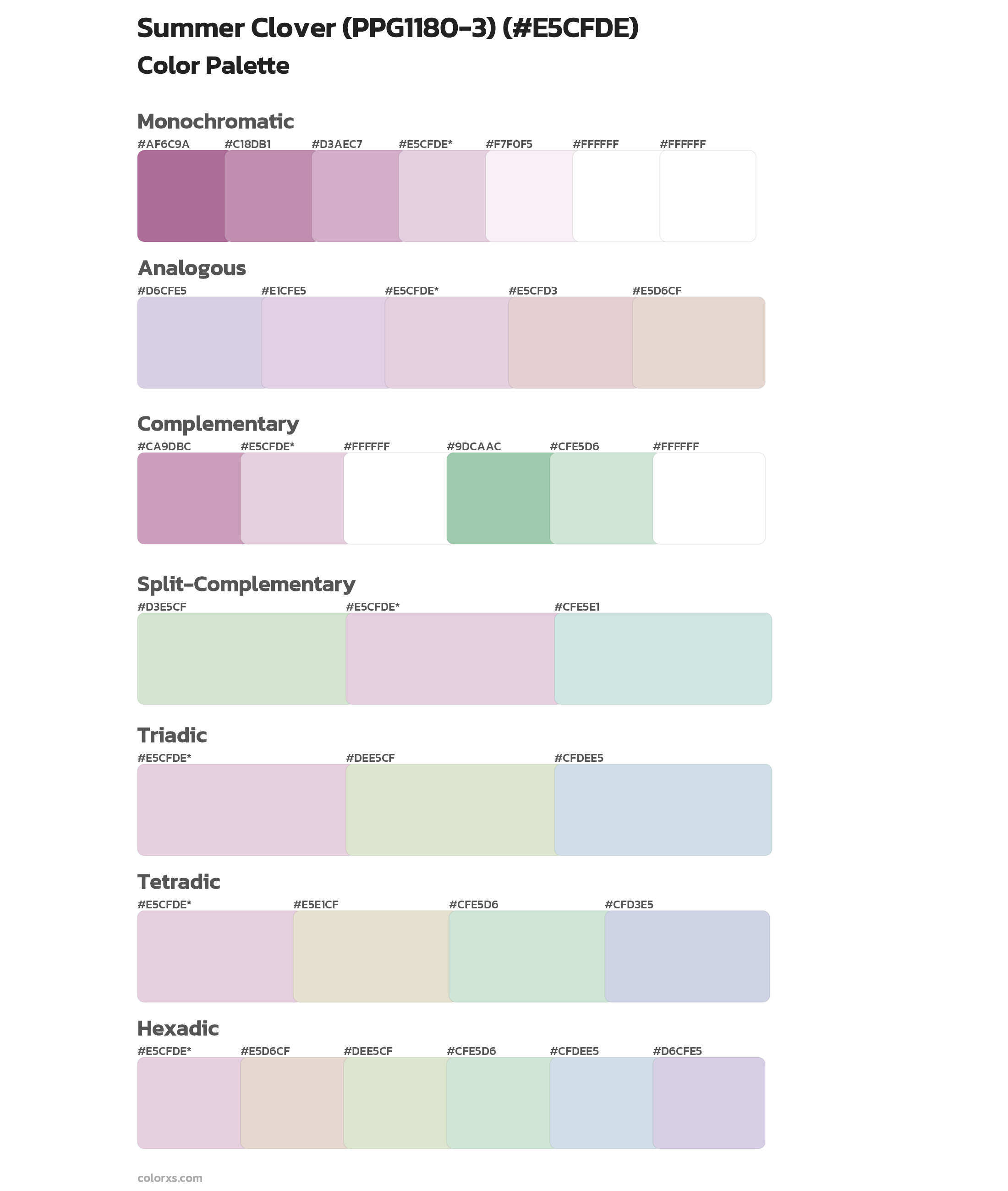 Summer Clover (PPG1180-3) Color Scheme Palettes