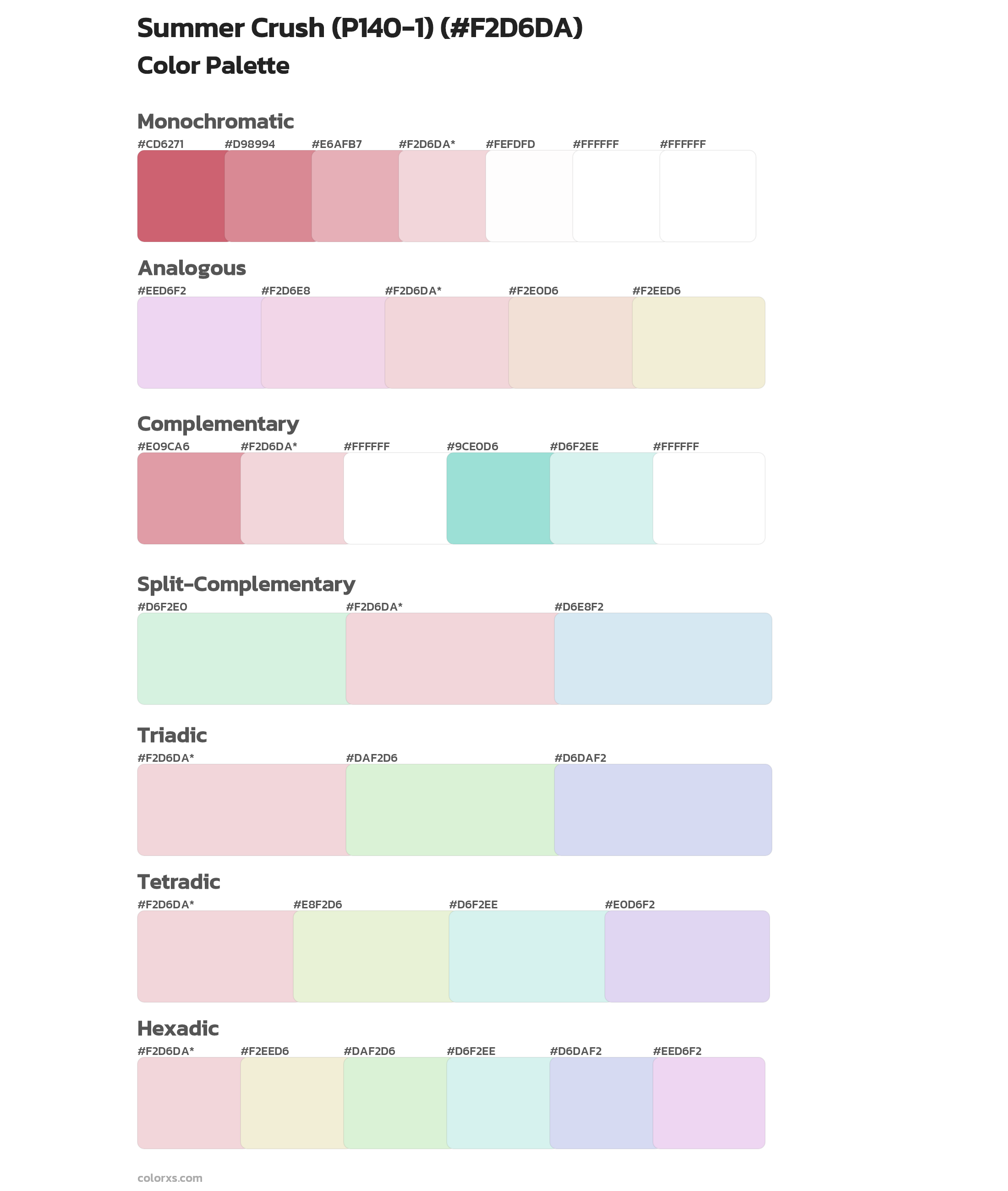 Summer Crush (P140-1) Color Scheme Palettes