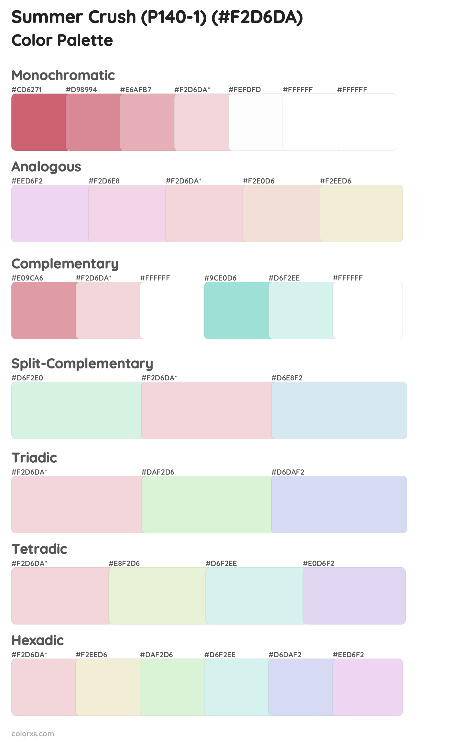 Summer Crush (P140-1) Color Scheme Palettes