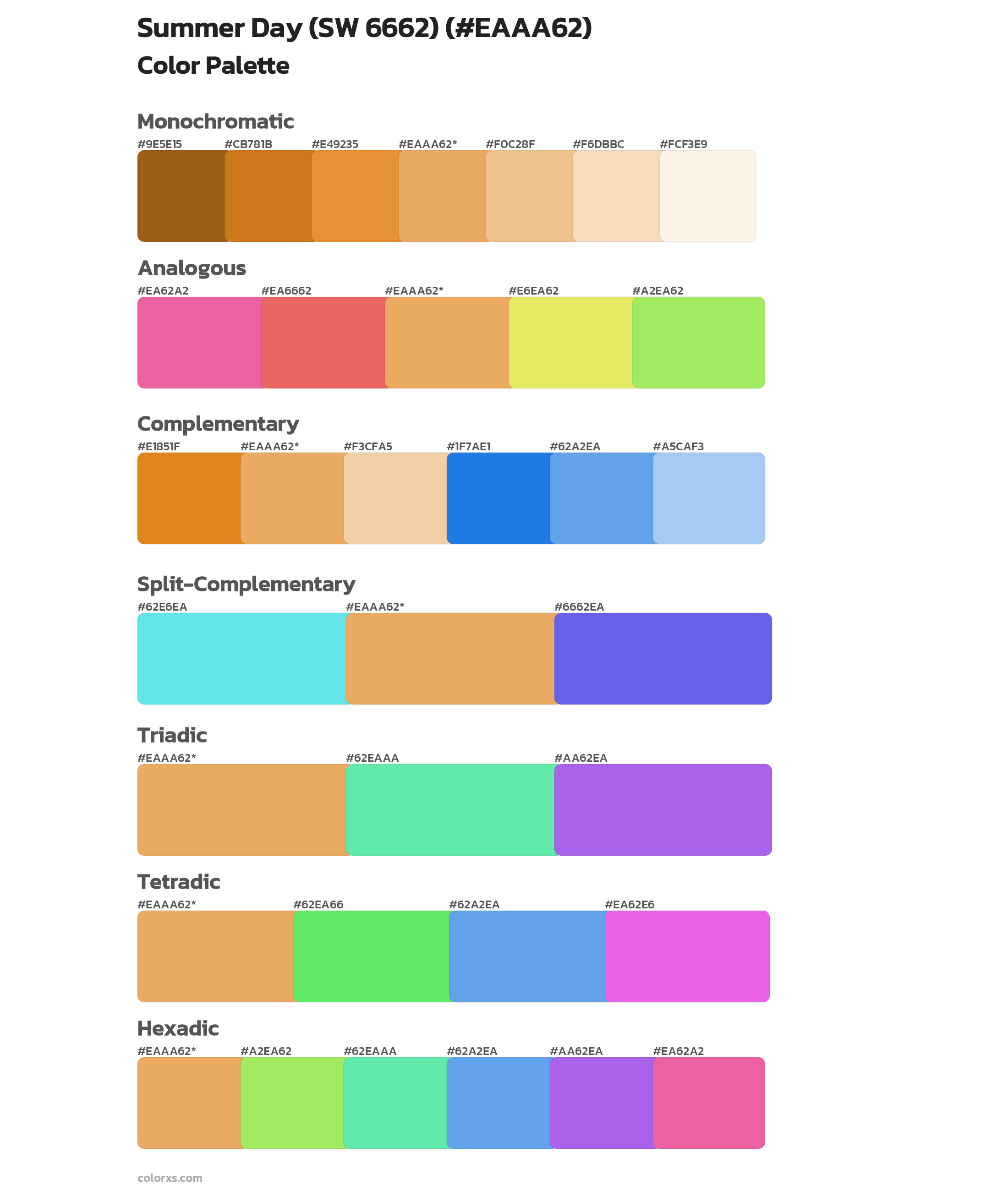 Summer Day (SW 6662) Color Scheme Palettes
