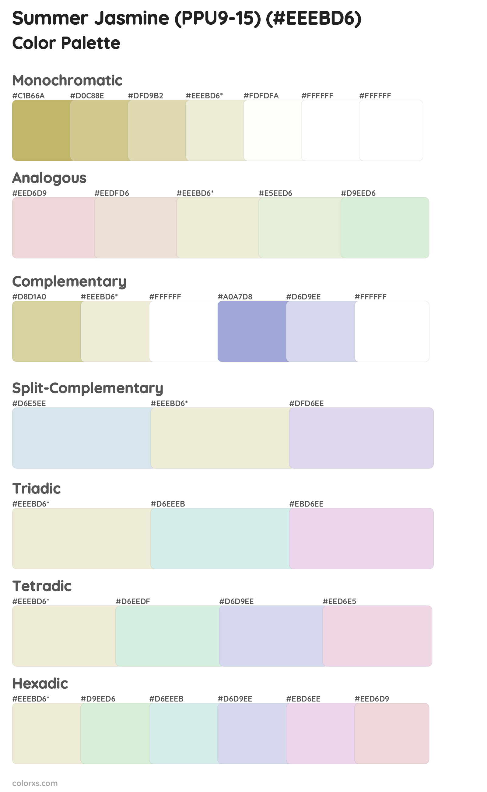 Summer Jasmine (PPU9-15) Color Scheme Palettes