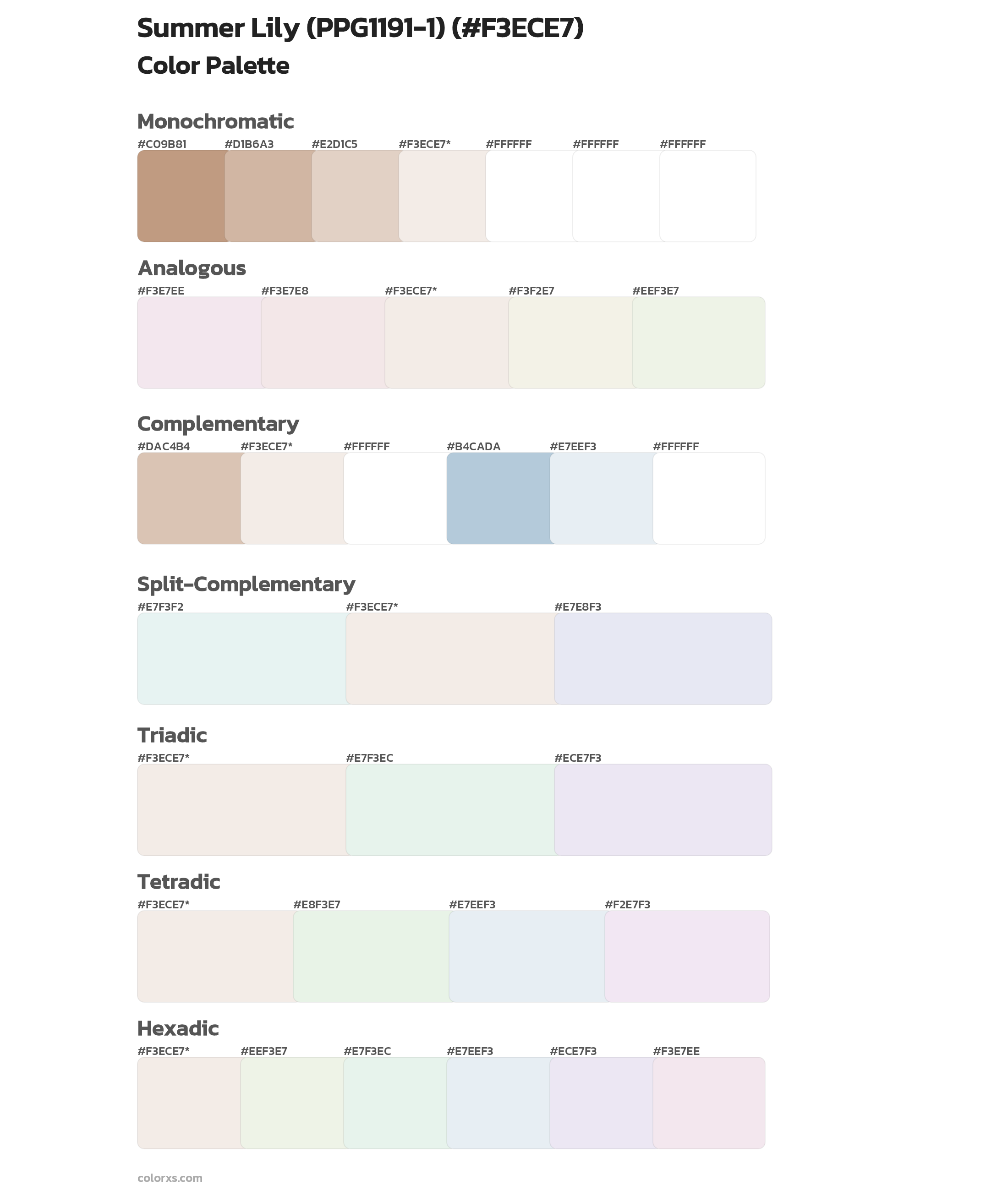 Summer Lily (PPG1191-1) Color Scheme Palettes