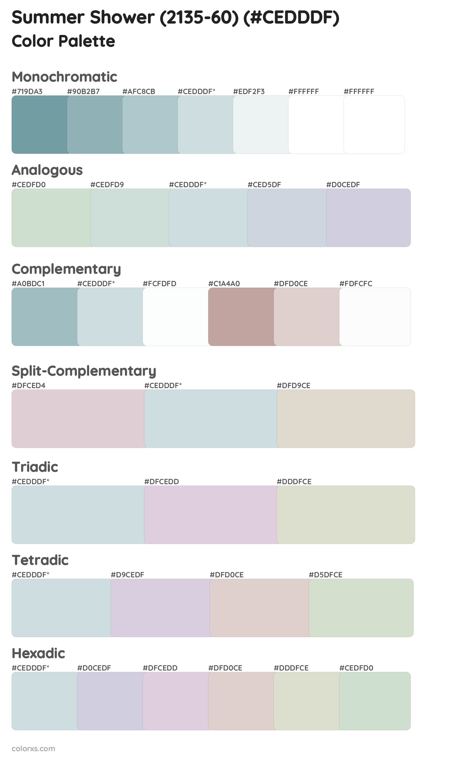 Summer Shower (2135-60) Color Scheme Palettes