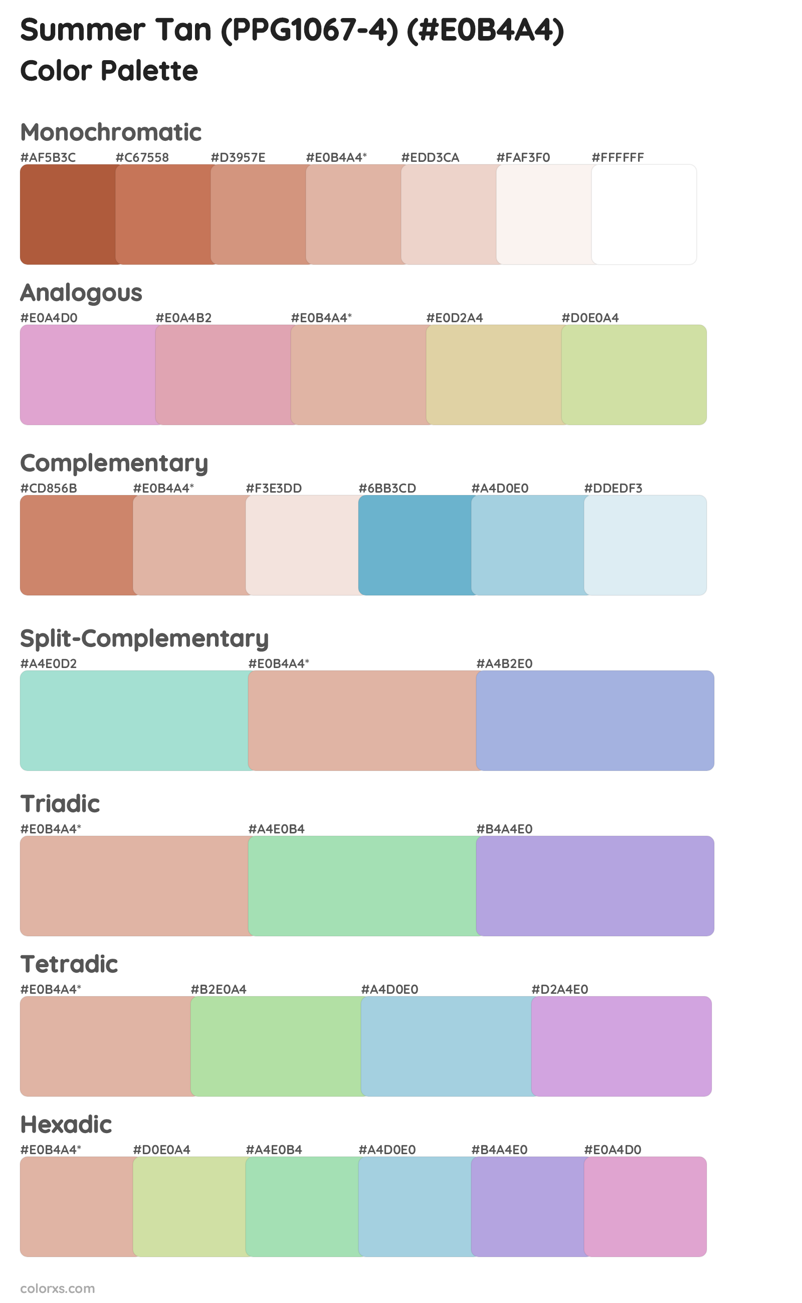 Summer Tan (PPG1067-4) Color Scheme Palettes