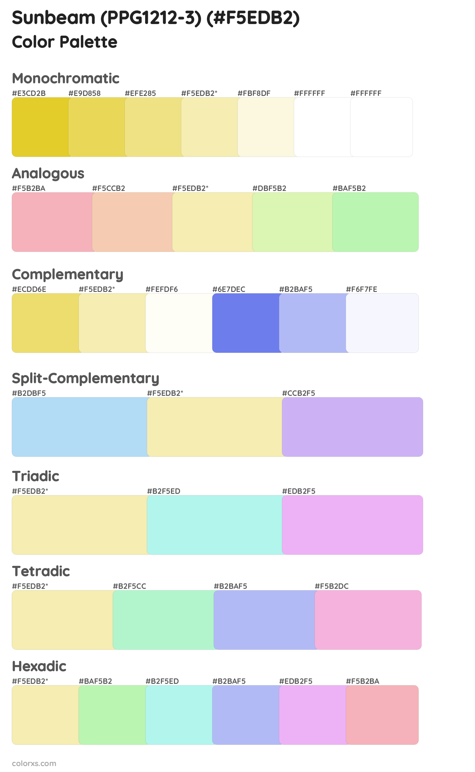 Sunbeam (PPG1212-3) Color Scheme Palettes