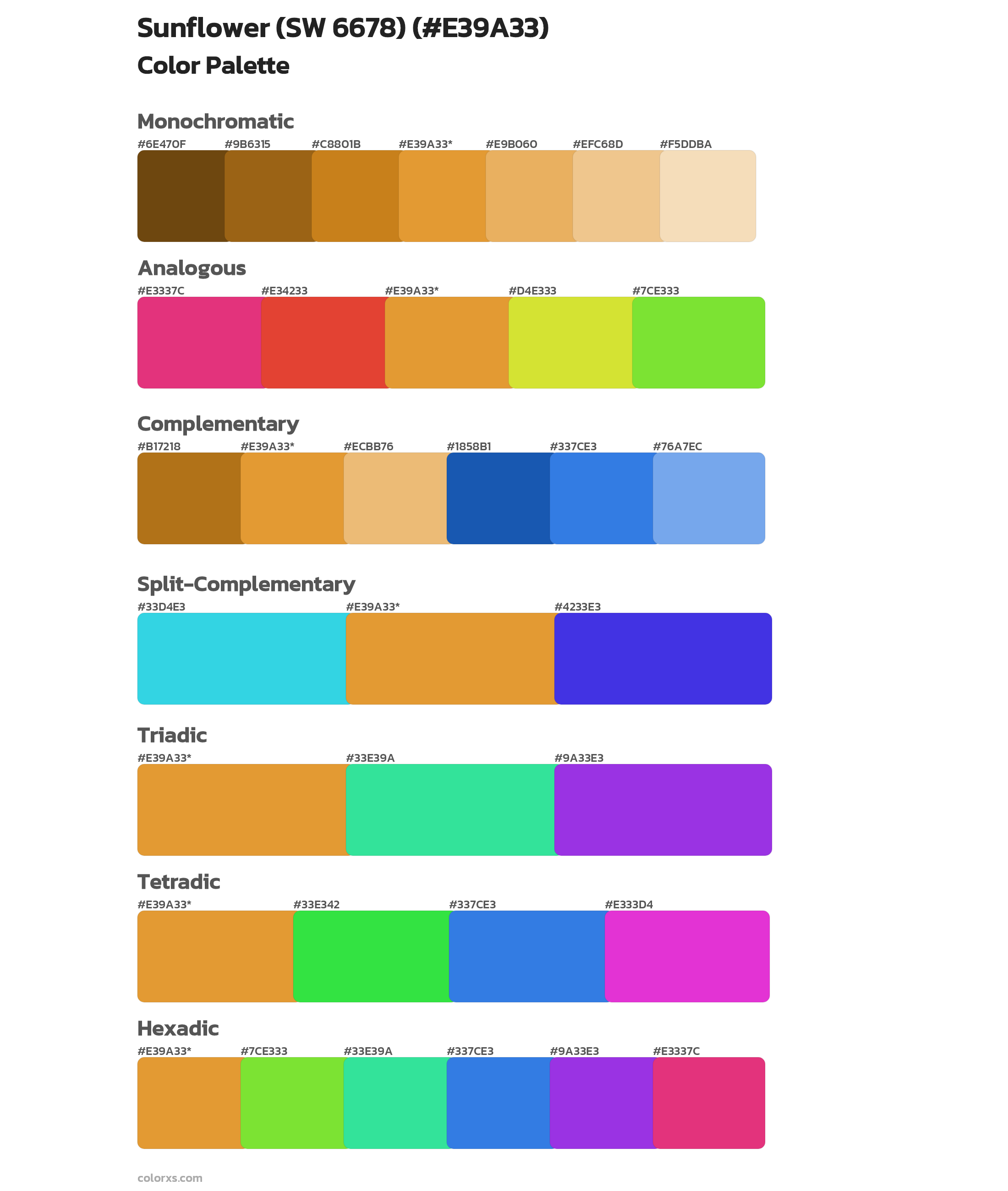 Sunflower (SW 6678) Color Scheme Palettes