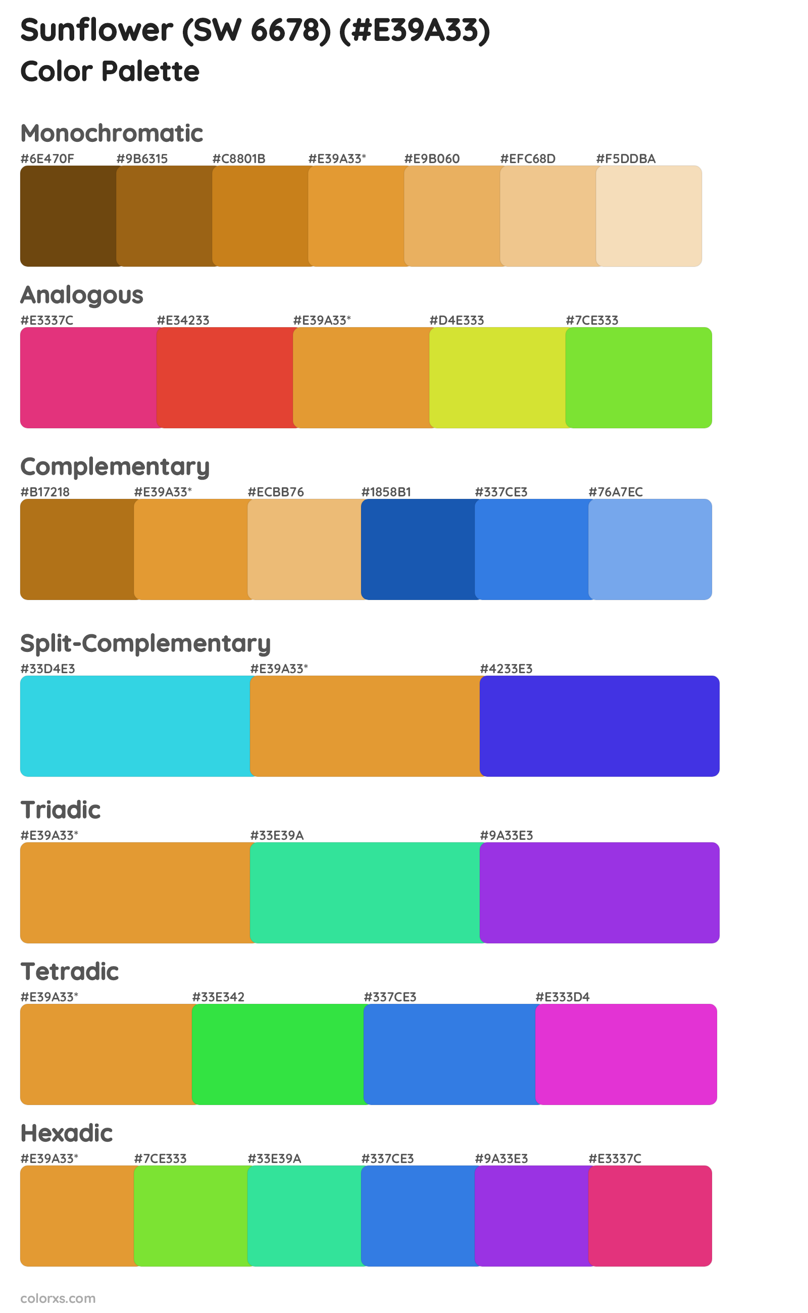 Sunflower (SW 6678) Color Scheme Palettes