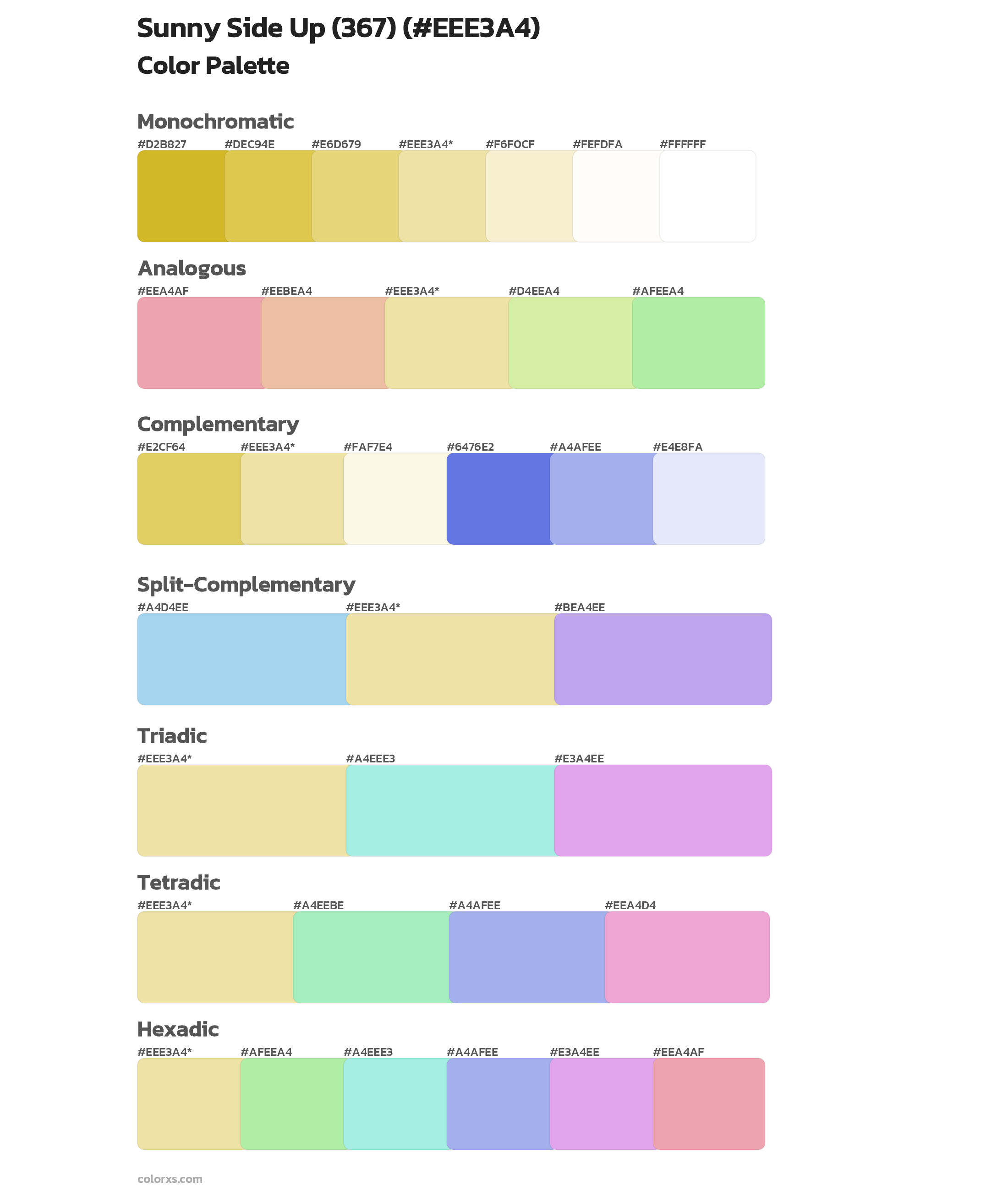Sunny Side Up (367) Color Scheme Palettes