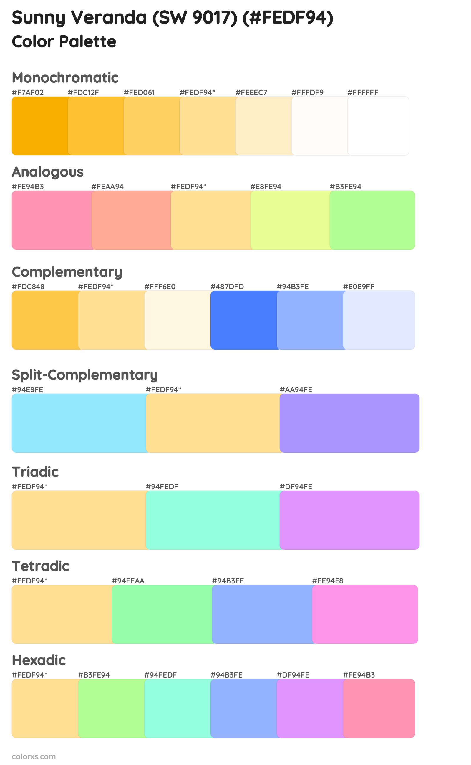 Sunny Veranda (SW 9017) Color Scheme Palettes