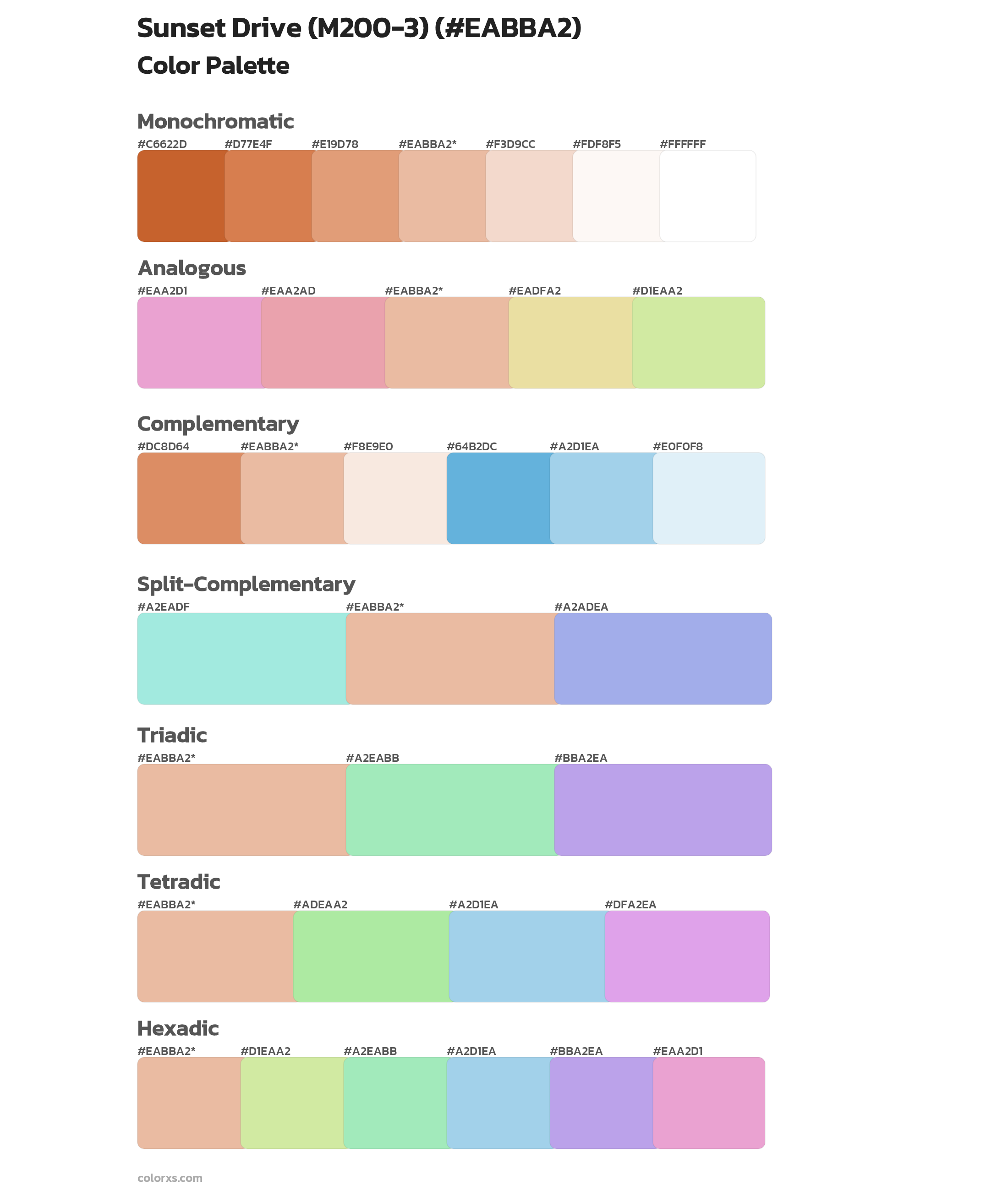 Sunset Drive (M200-3) Color Scheme Palettes