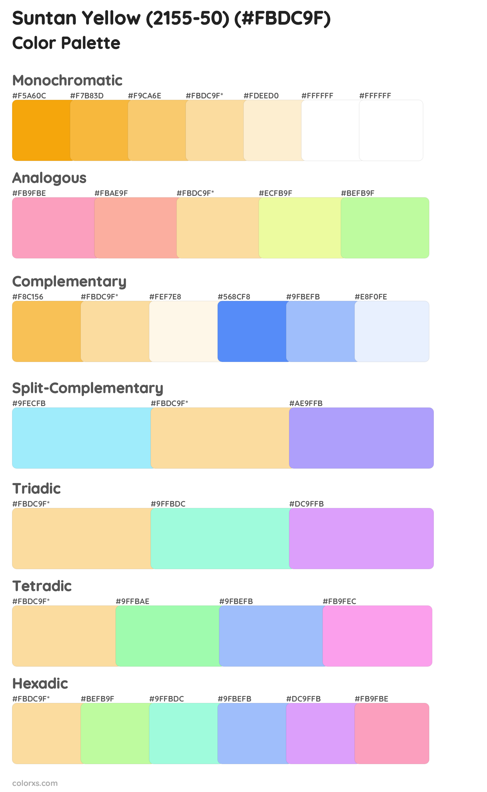 Suntan Yellow (2155-50) Color Scheme Palettes