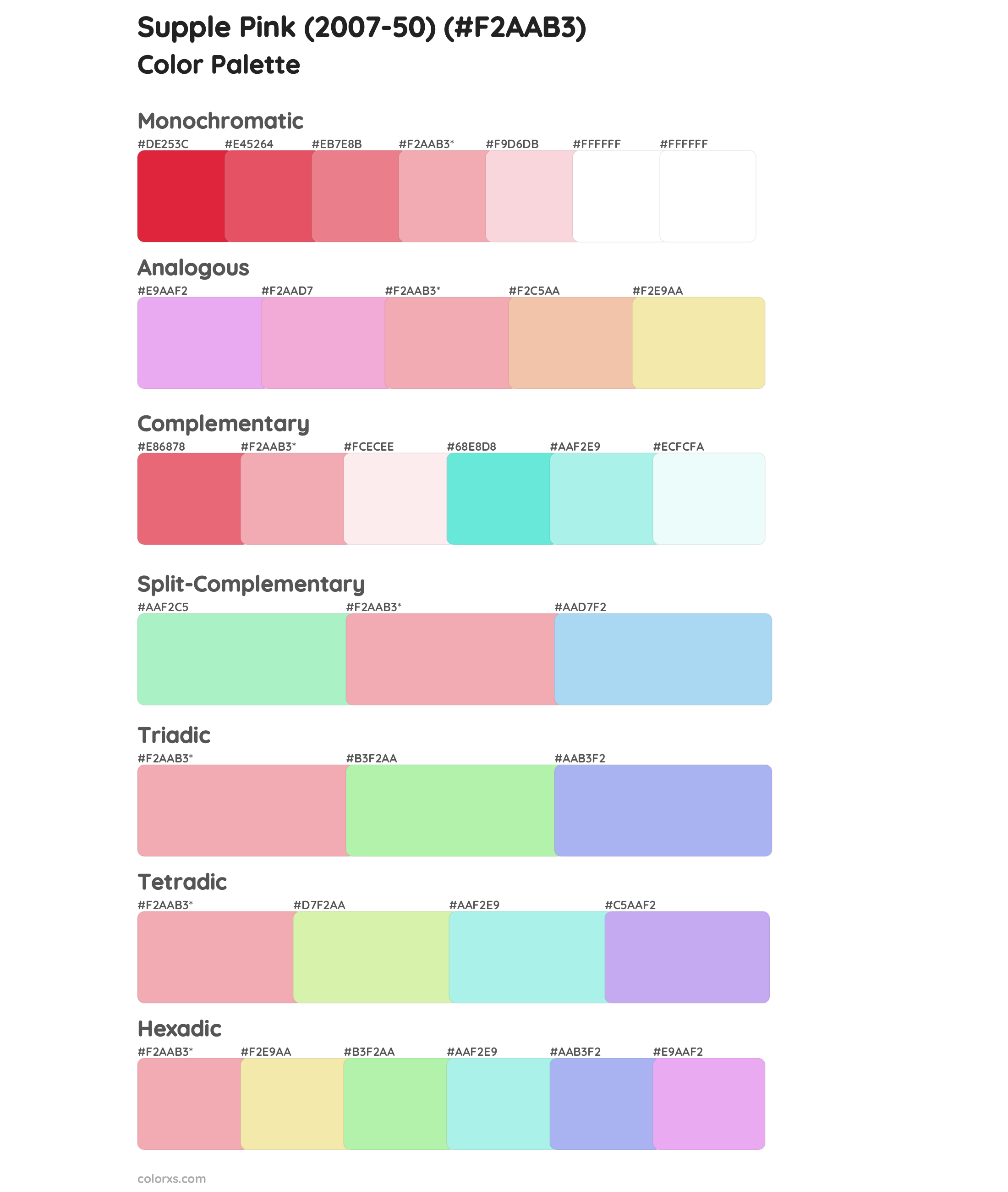 Supple Pink (2007-50) Color Scheme Palettes