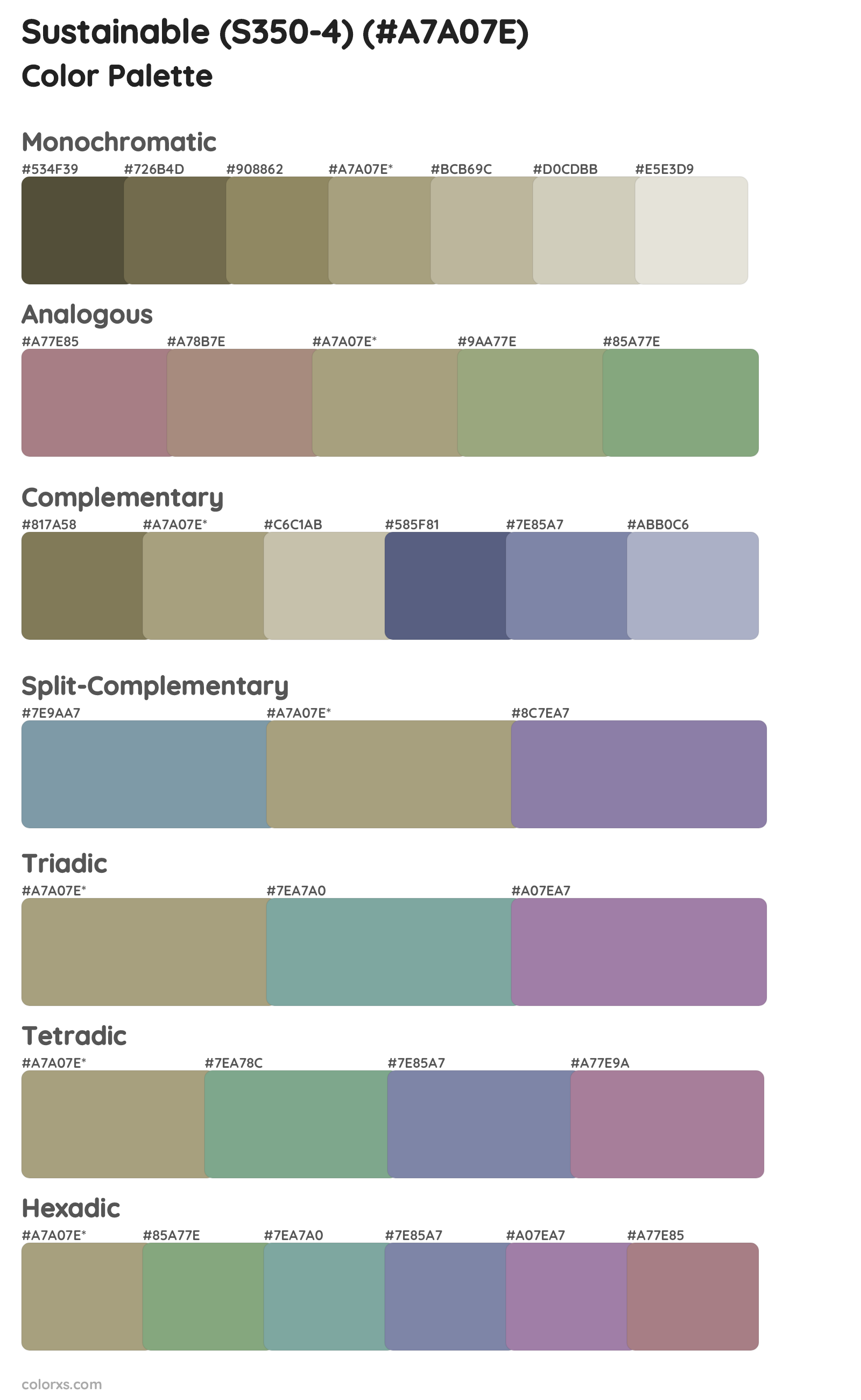 Sustainable (S350-4) Color Scheme Palettes