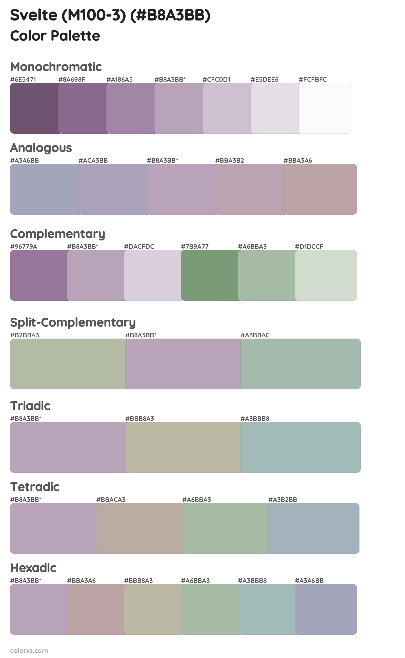 Svelte (M100-3) Color Scheme Palettes