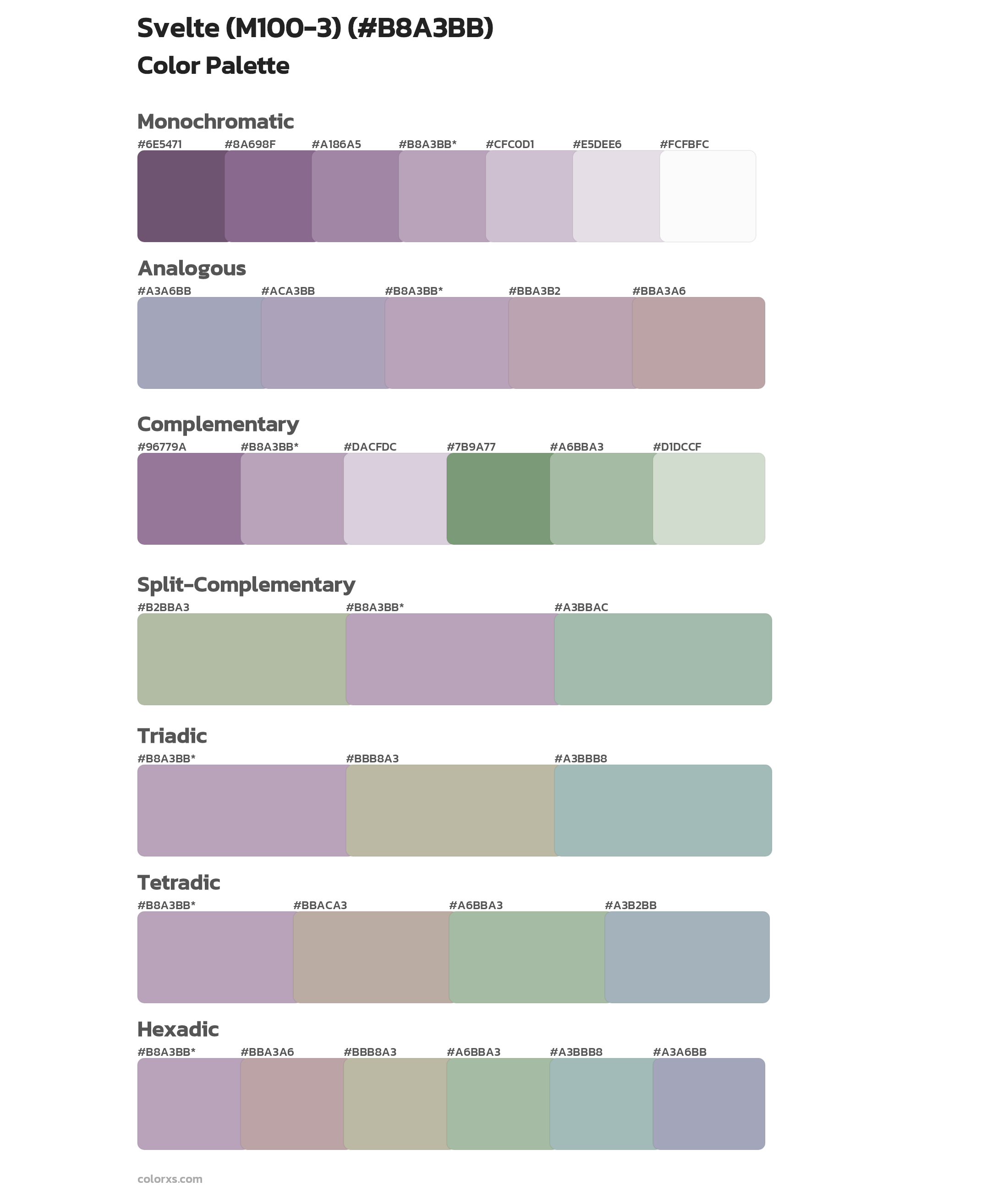 Svelte (M100-3) Color Scheme Palettes