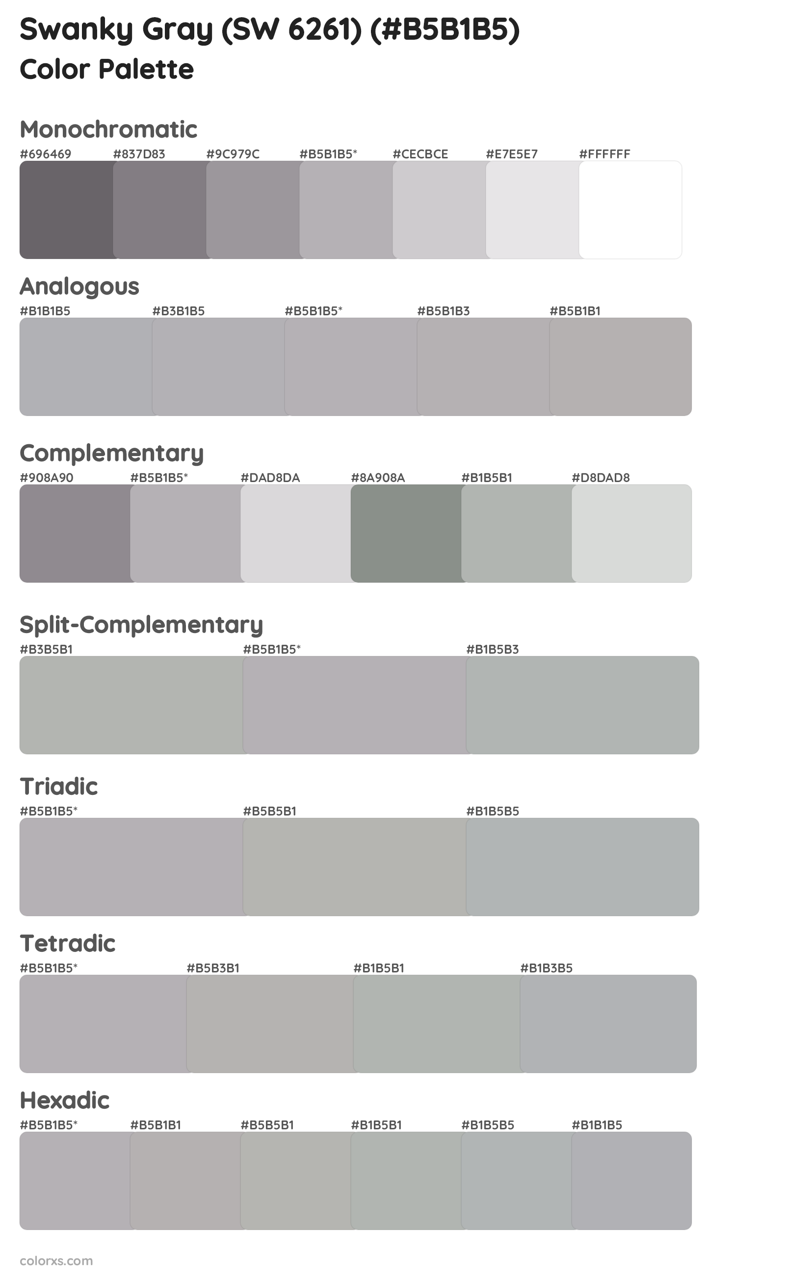 Swanky Gray (SW 6261) Color Scheme Palettes