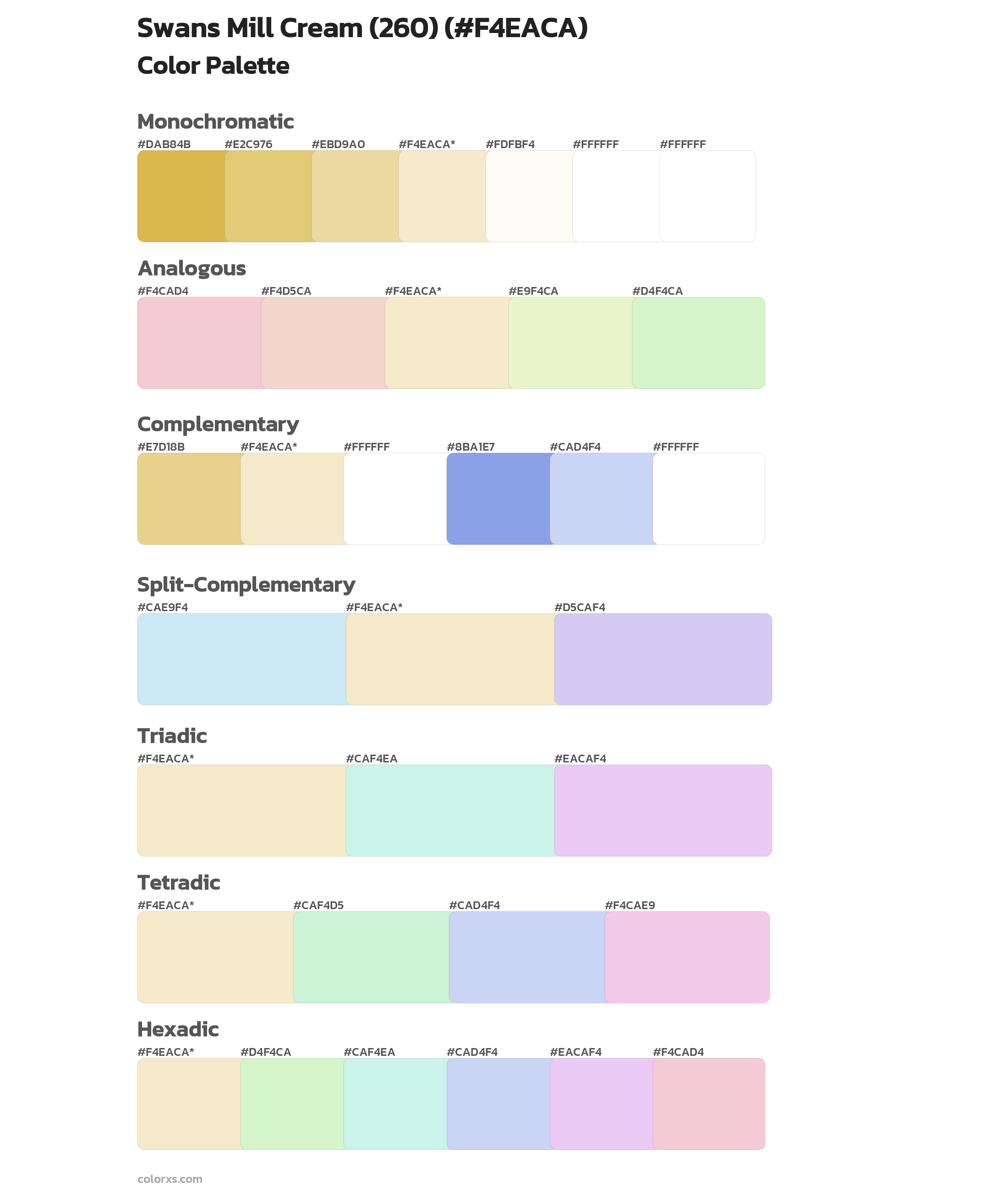 Swans Mill Cream (260) Color Scheme Palettes