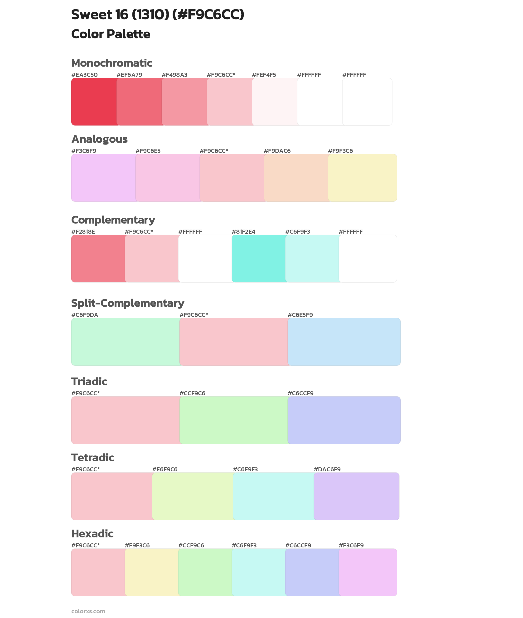 Sweet 16 (1310) Color Scheme Palettes