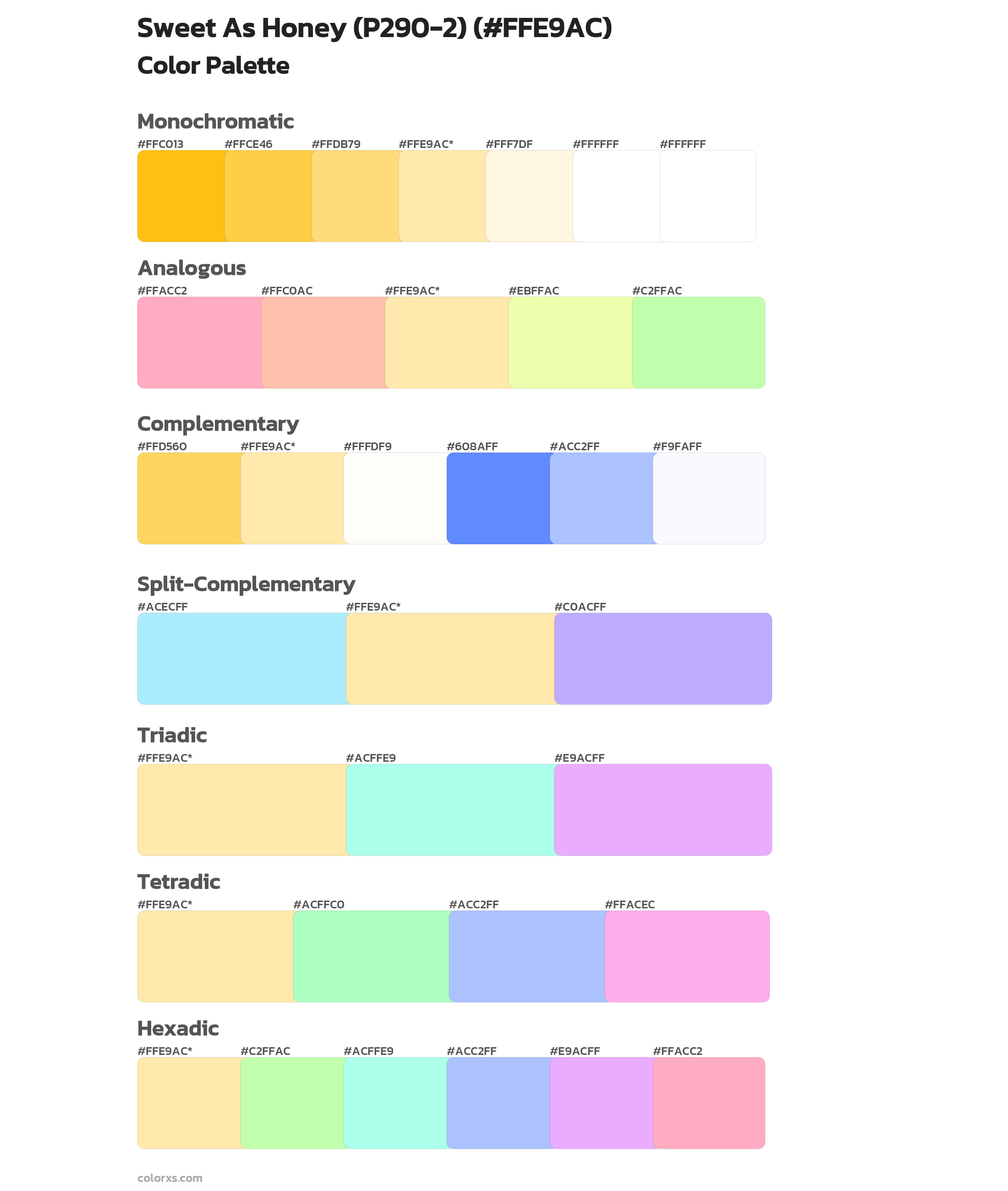 Sweet As Honey (P290-2) Color Scheme Palettes