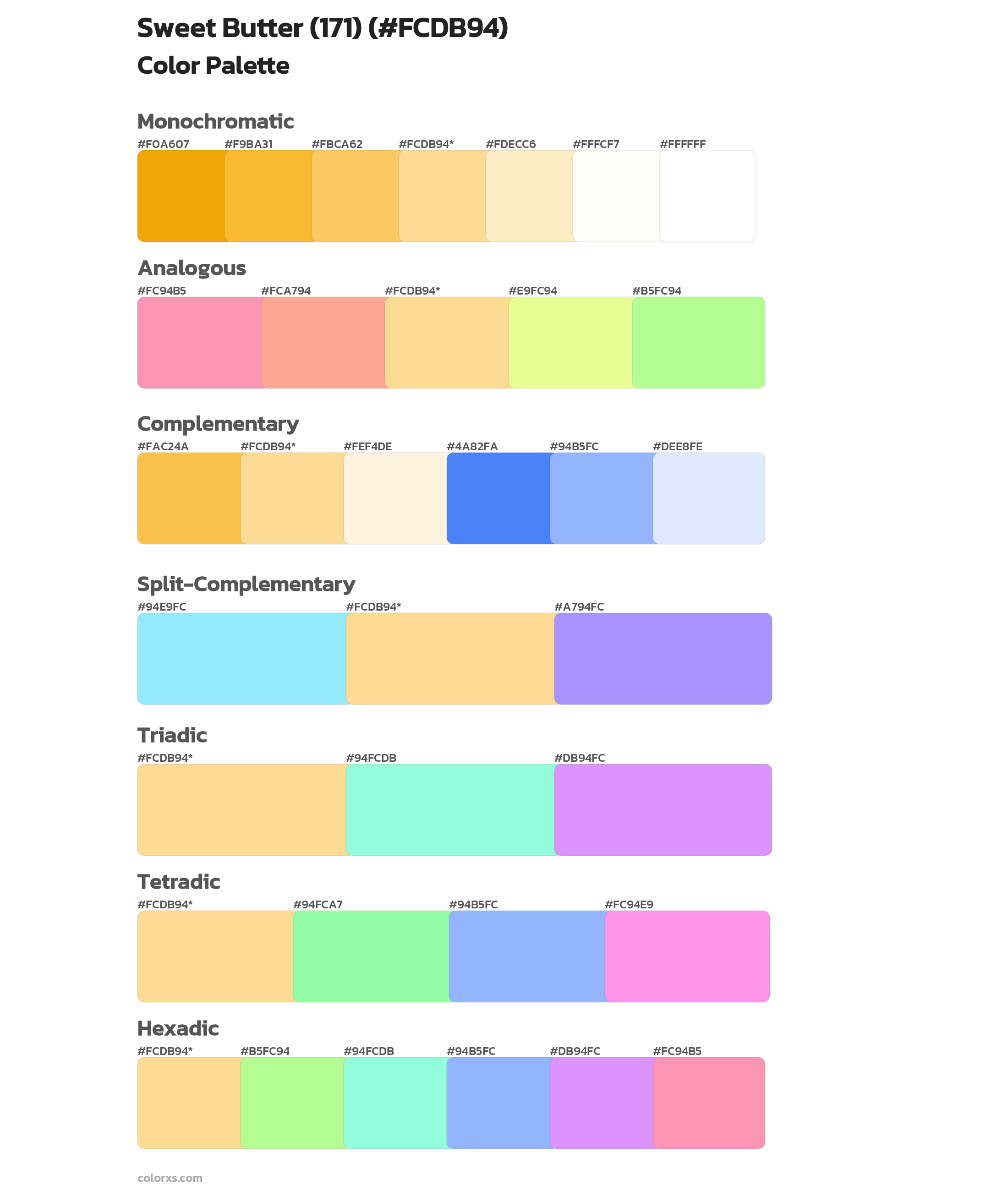 Sweet Butter (171) Color Scheme Palettes