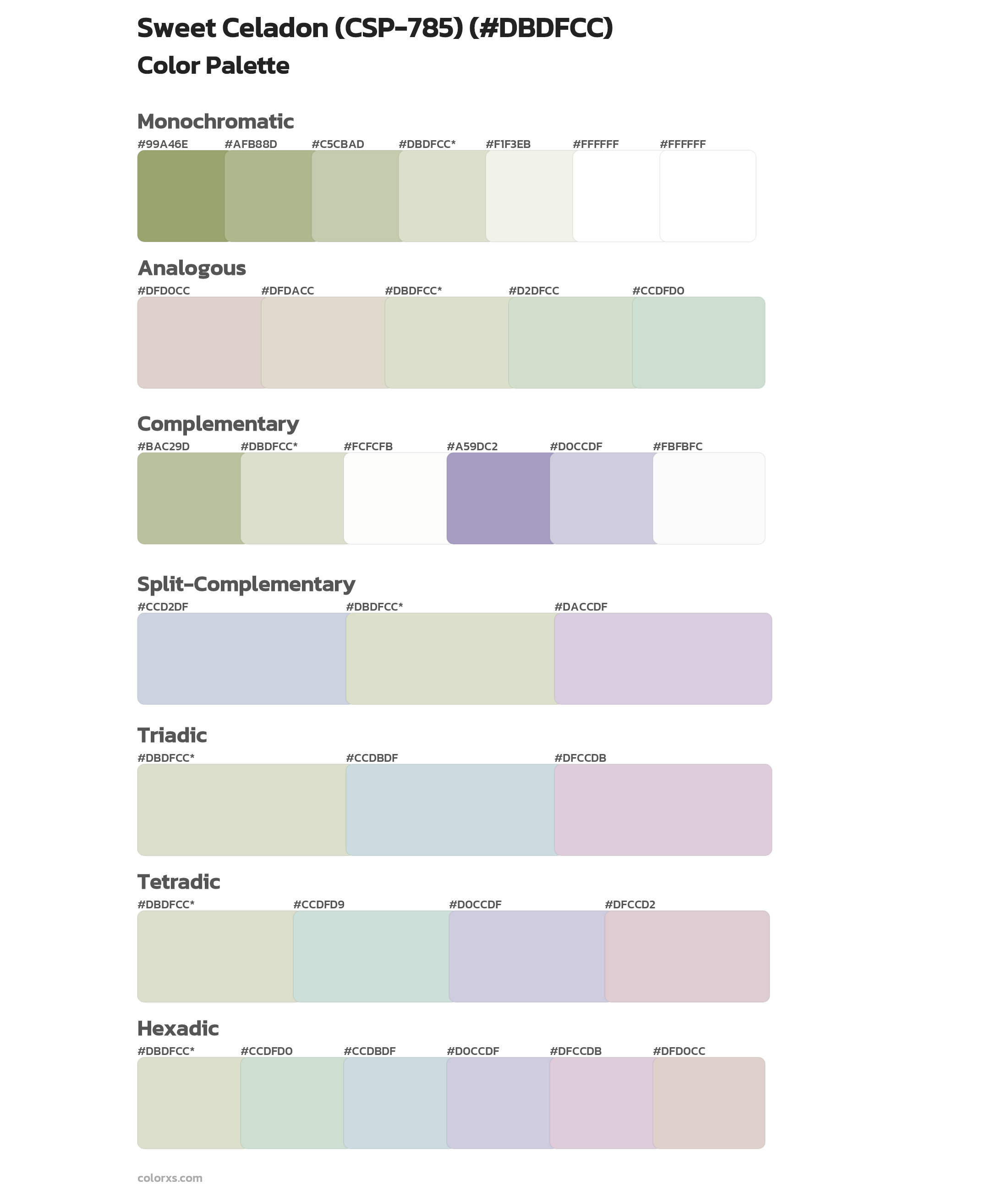 Sweet Celadon (CSP-785) Color Scheme Palettes