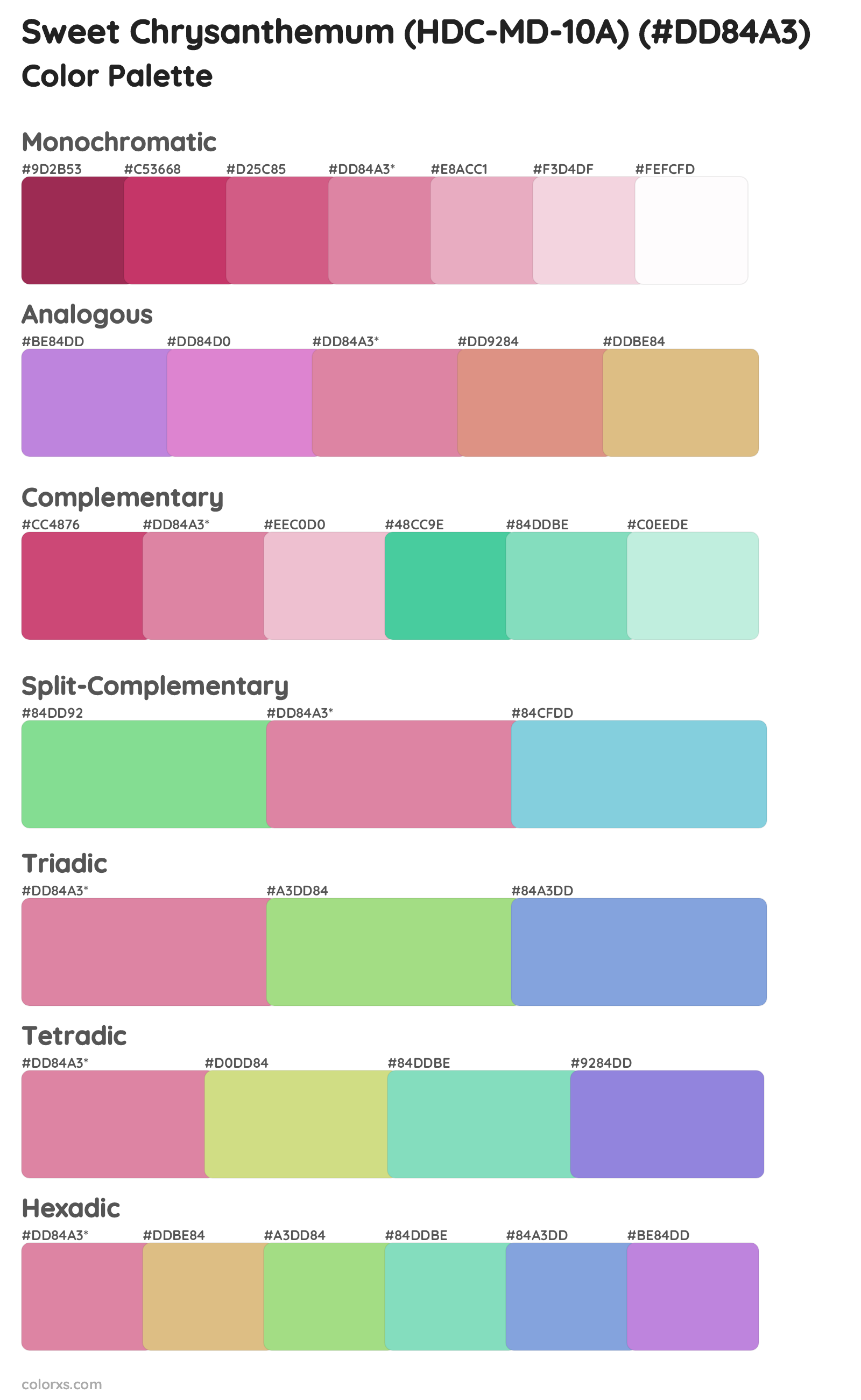 Sweet Chrysanthemum (HDC-MD-10A) Color Scheme Palettes