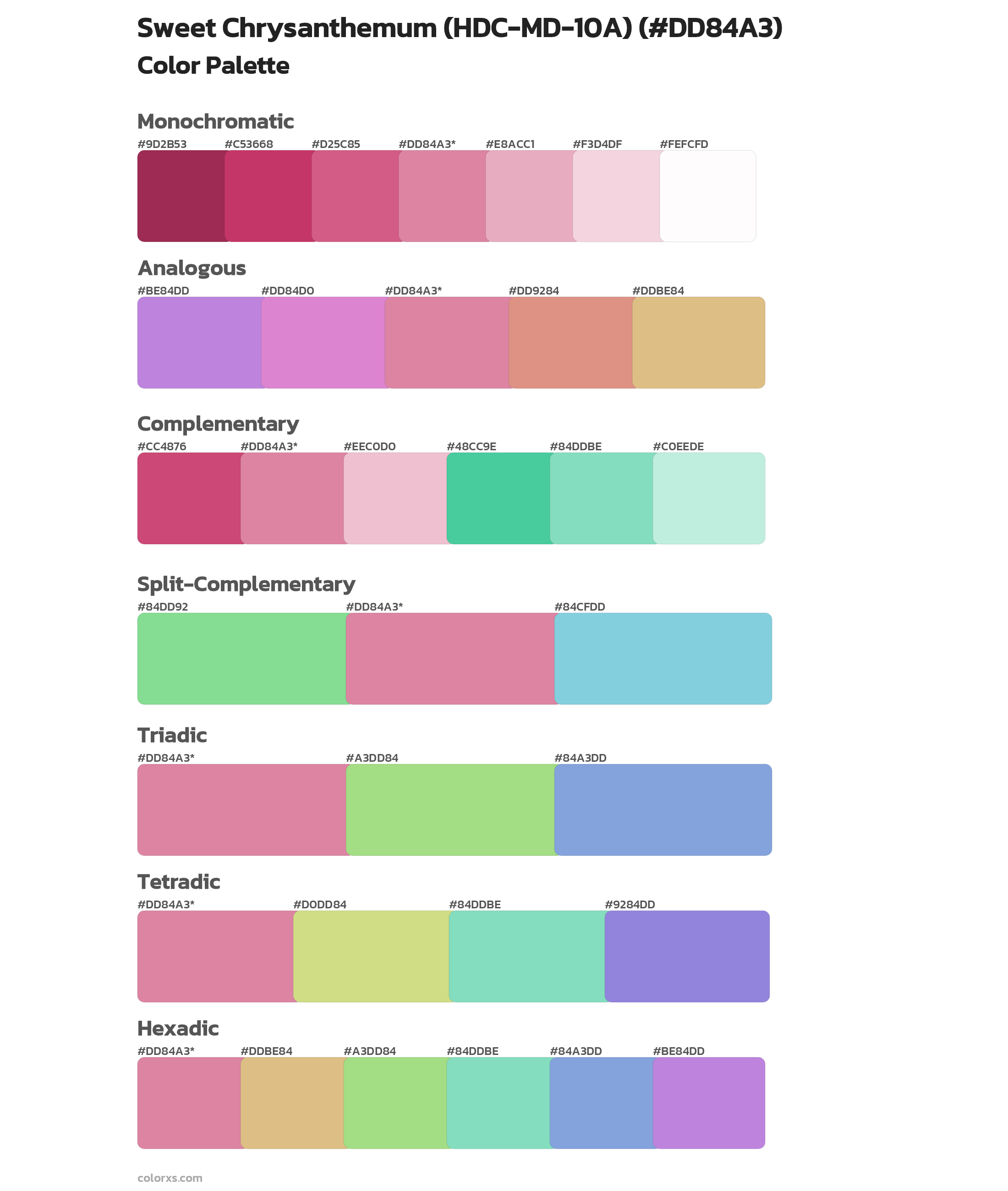 Sweet Chrysanthemum (HDC-MD-10A) Color Scheme Palettes
