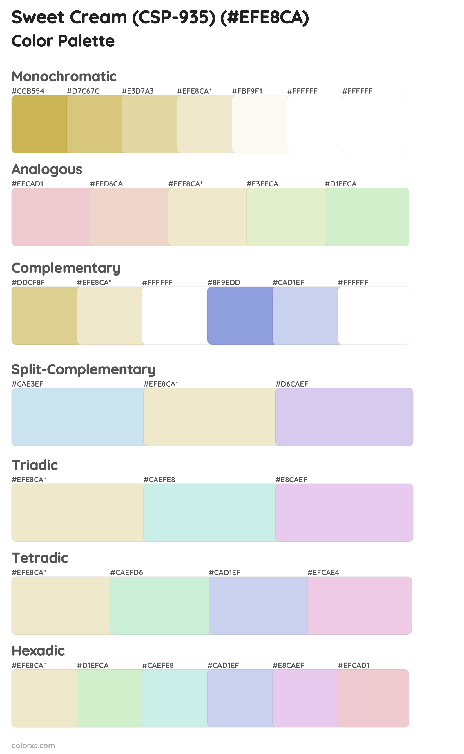 Sweet Cream (CSP-935) Color Scheme Palettes