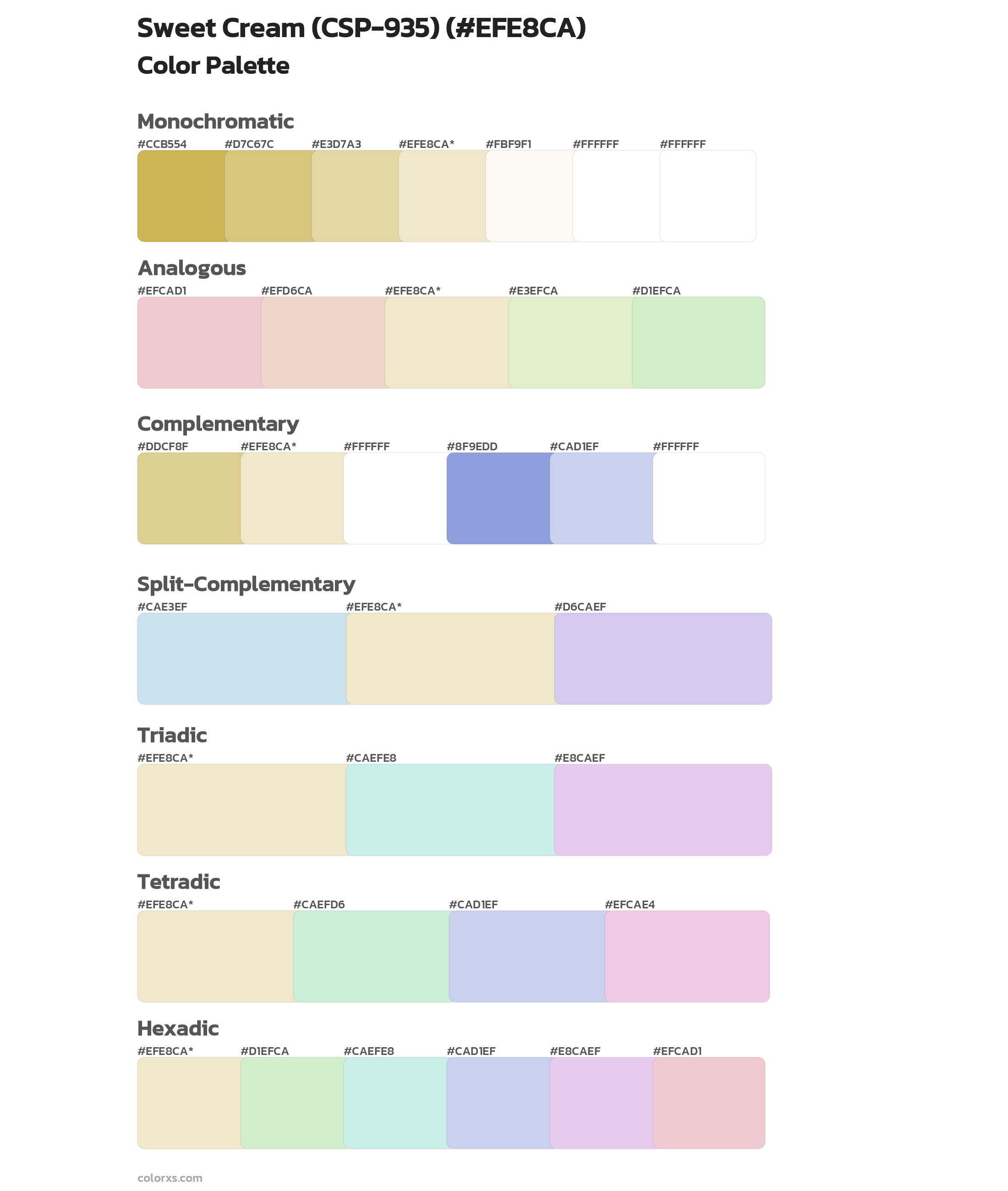 Sweet Cream (CSP-935) Color Scheme Palettes