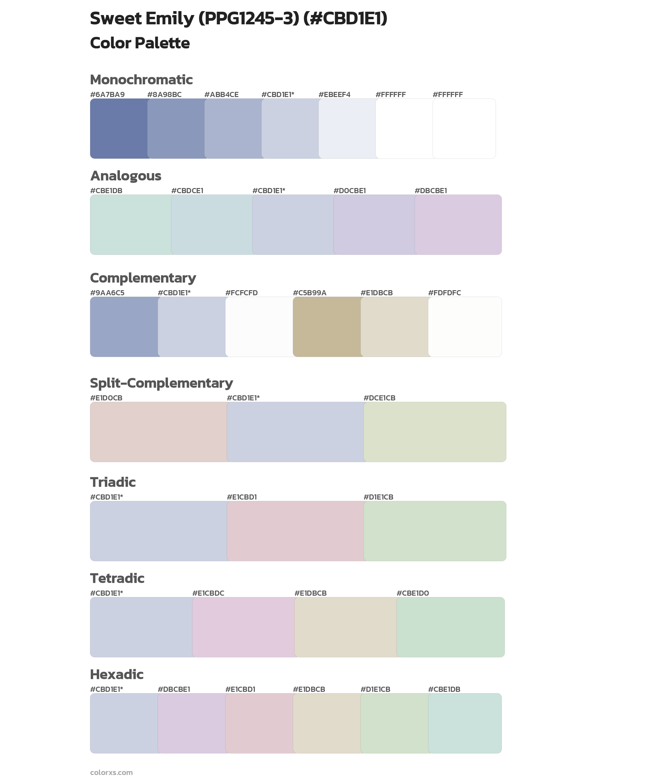 Sweet Emily (PPG1245-3) Color Scheme Palettes