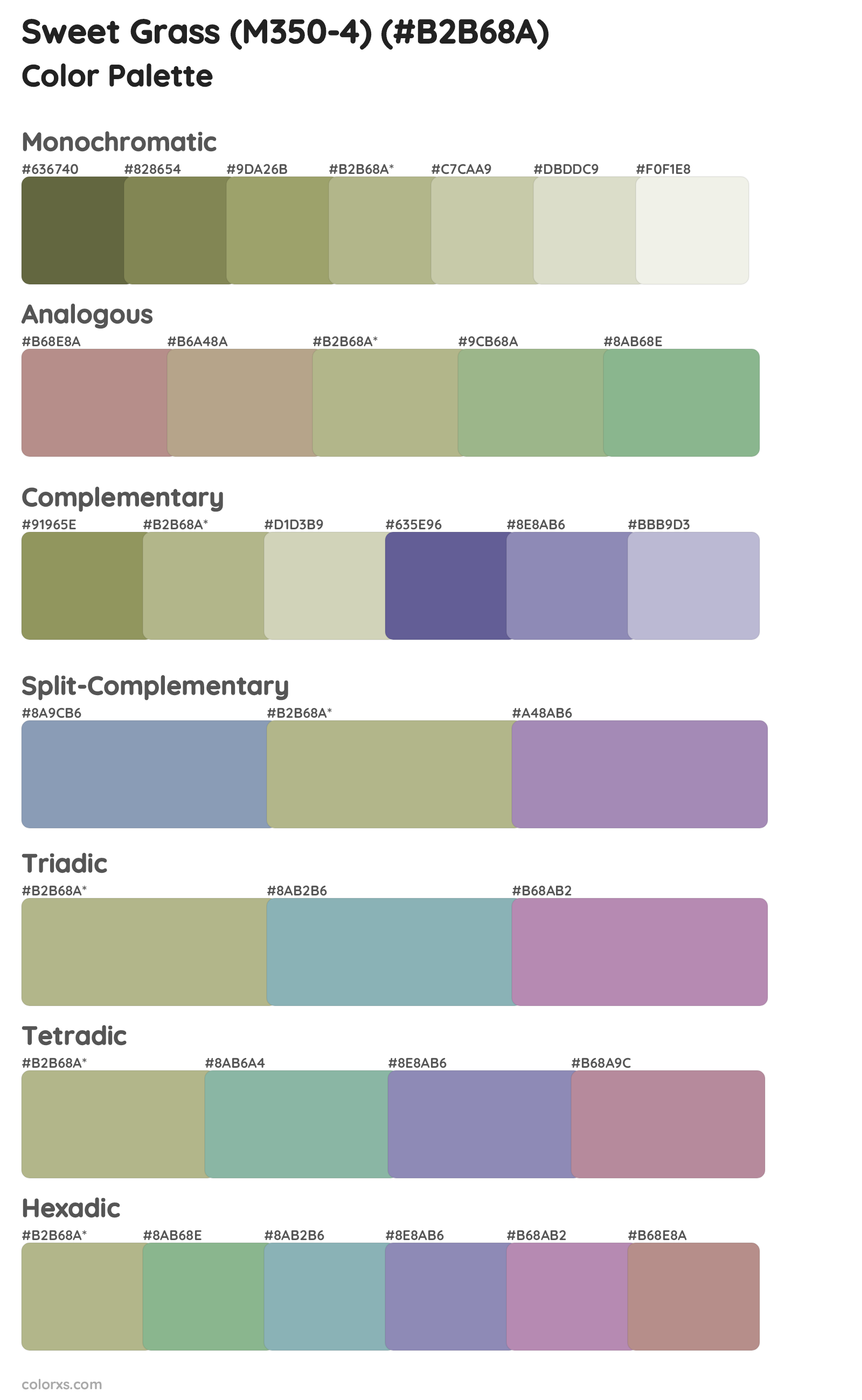 Sweet Grass (M350-4) Color Scheme Palettes