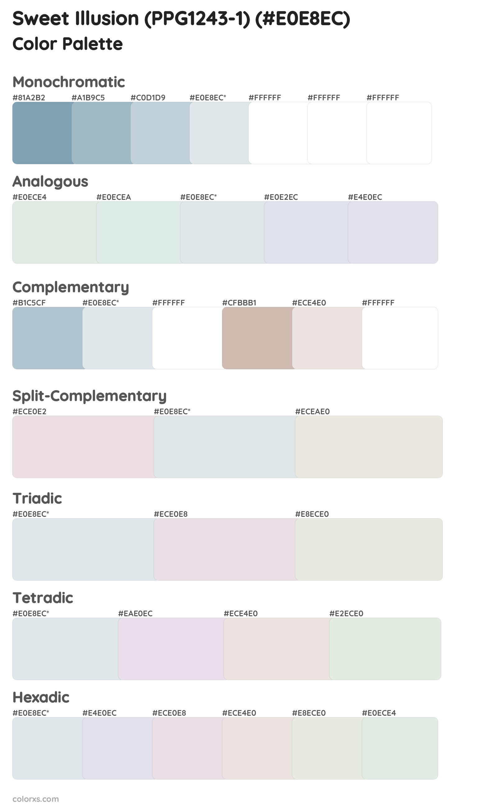 Sweet Illusion (PPG1243-1) Color Scheme Palettes
