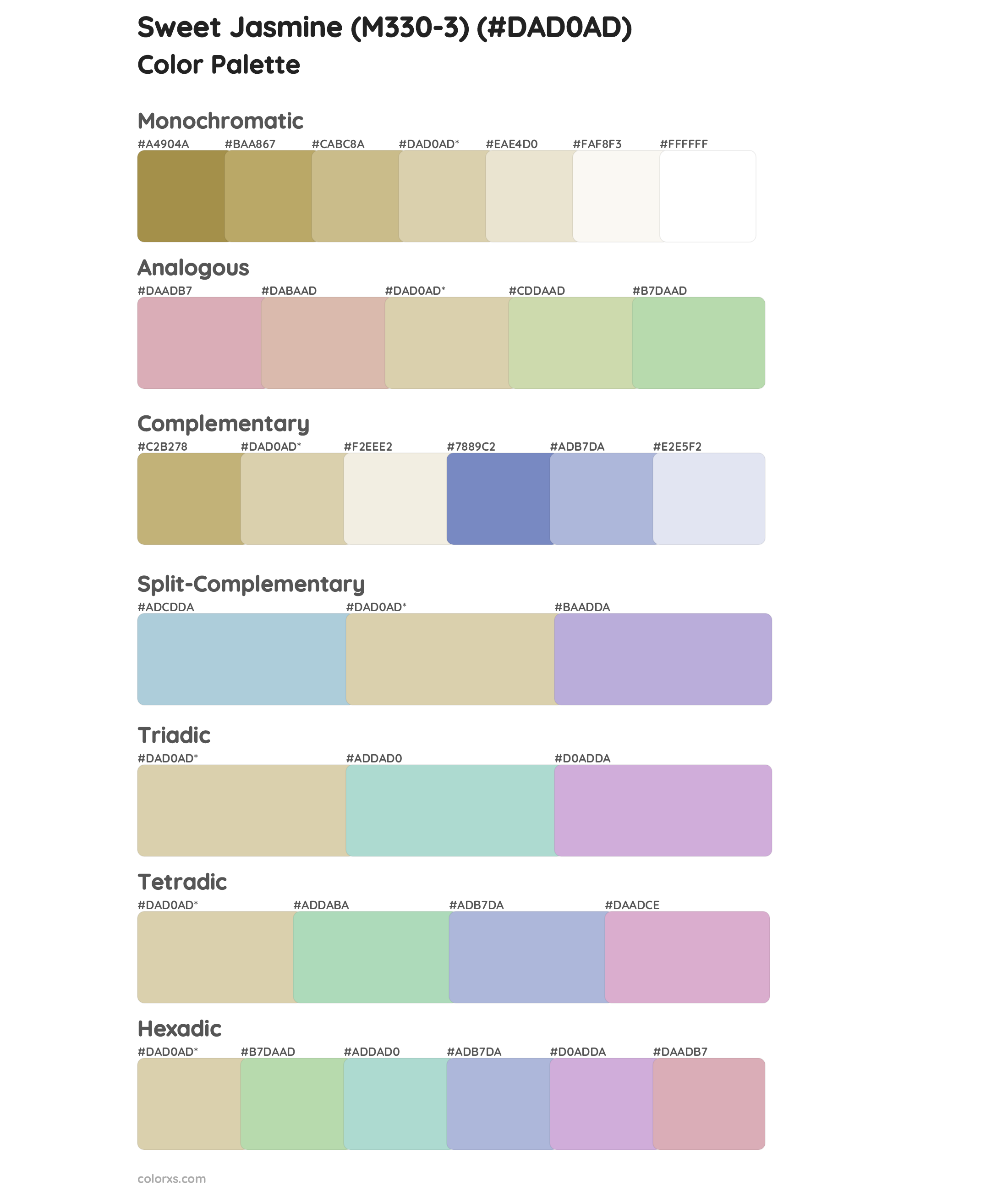 Sweet Jasmine (M330-3) Color Scheme Palettes