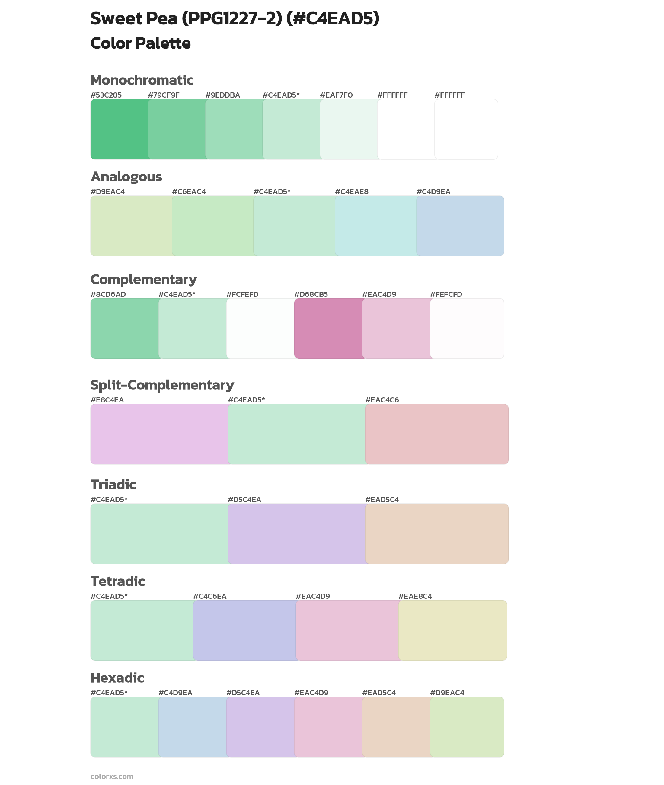 Sweet Pea (PPG1227-2) Color Scheme Palettes