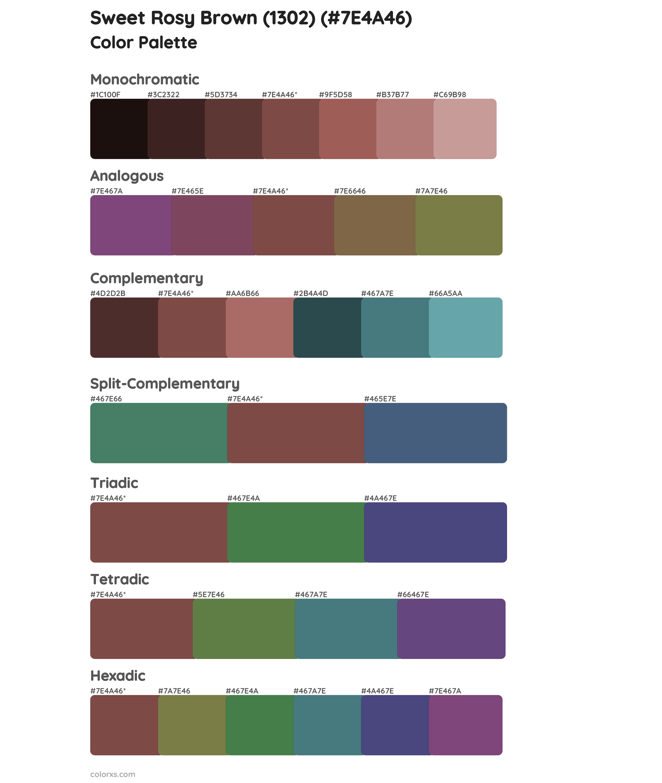Sweet Rosy Brown (1302) Color Scheme Palettes