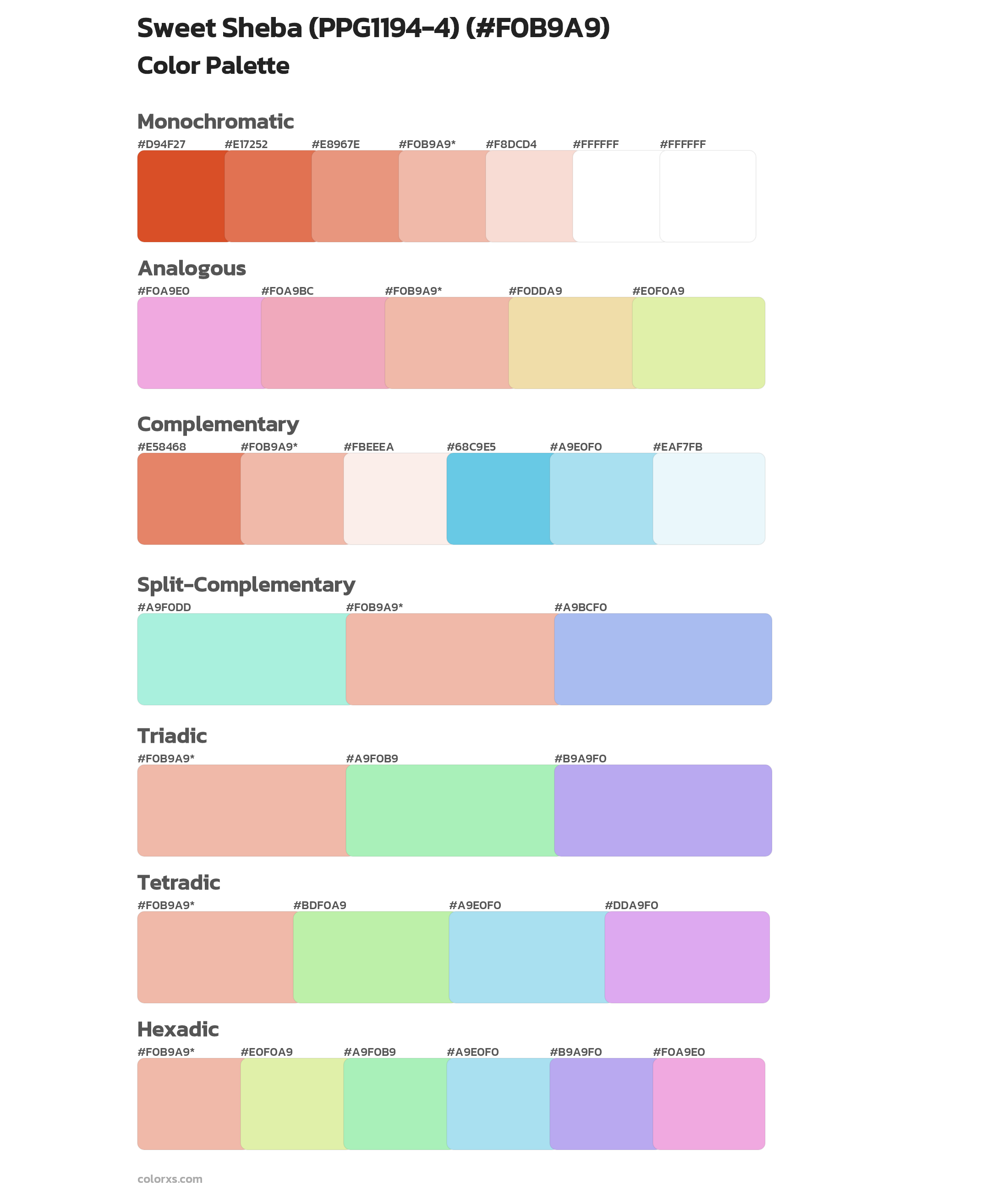 Sweet Sheba (PPG1194-4) Color Scheme Palettes