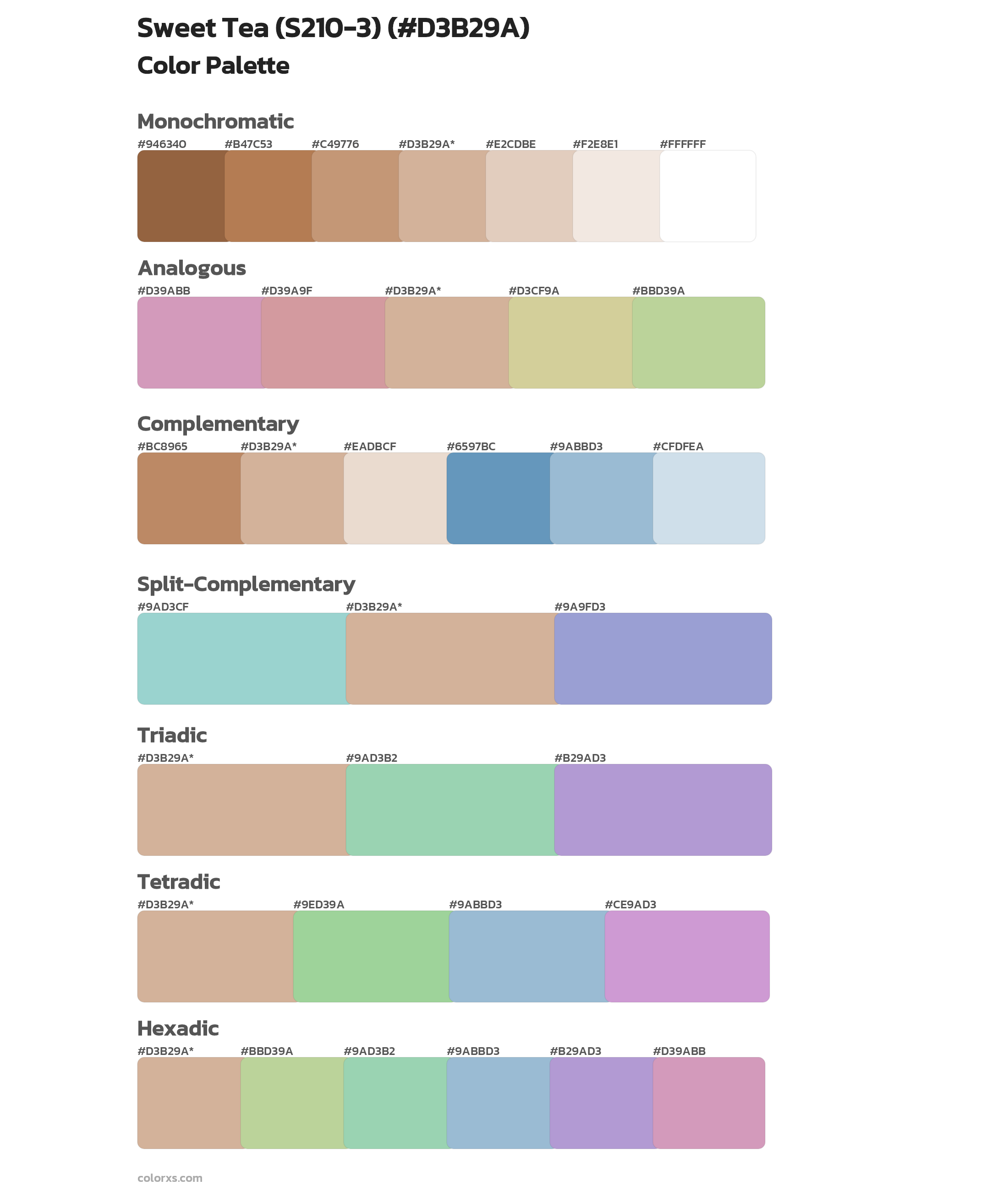 Sweet Tea (S210-3) Color Scheme Palettes