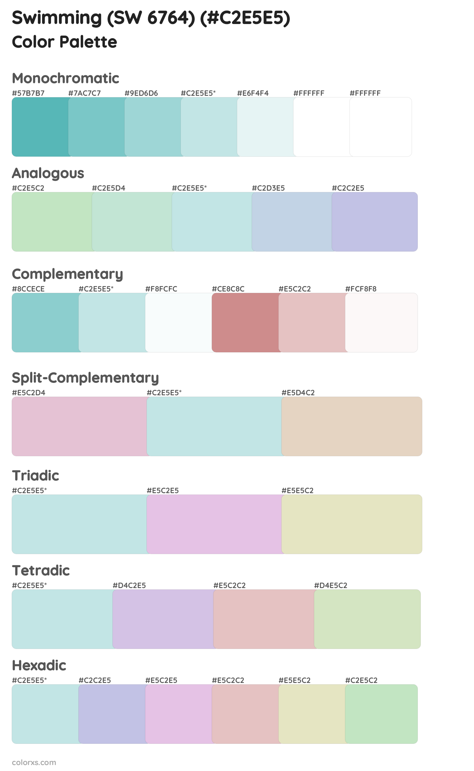 Swimming (SW 6764) Color Scheme Palettes