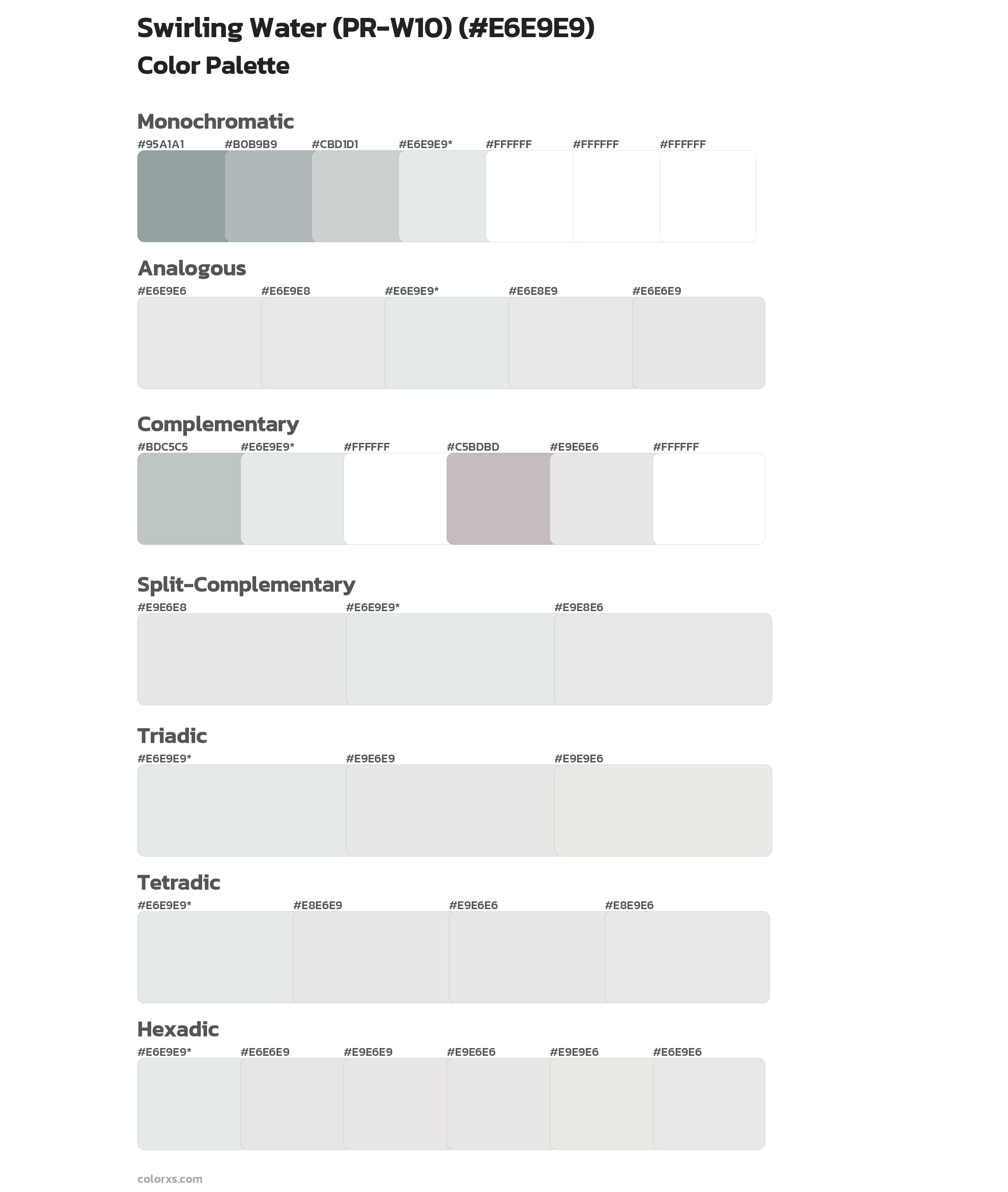 Swirling Water (PR-W10) Color Scheme Palettes