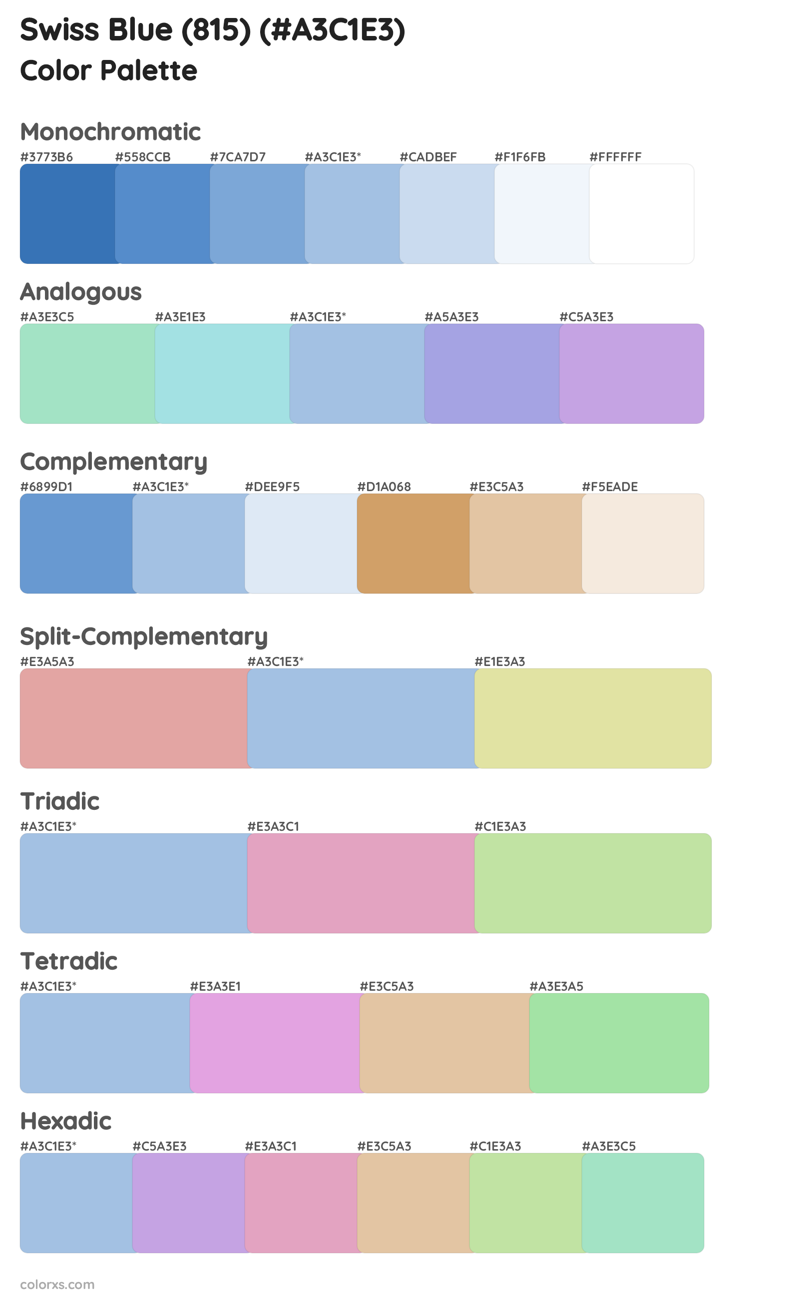 Swiss Blue (815) Color Scheme Palettes